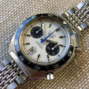 1972 Heuer Autavia 1163 Jo Siffert Decimal Bezel Steel Chronograph Mk. 6 Cal. 11 Watch
