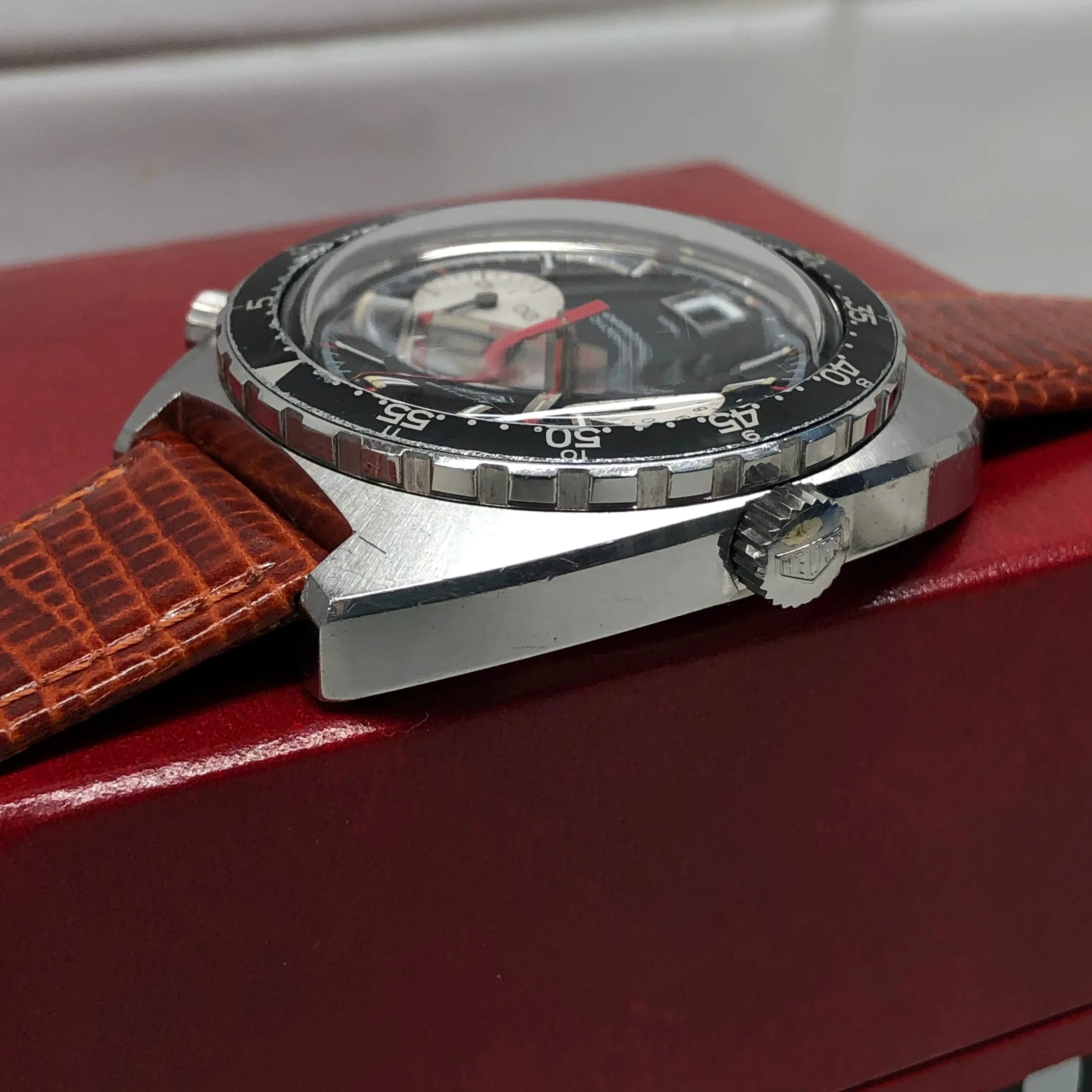 1972 Heuer Autavia 1163V Viceroy Steel Chronograph Caliber 11 Wristwatch with Box and Papers
