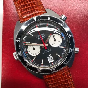 1972 Heuer Autavia 1163V Viceroy Steel Chronograph Caliber 11 Wristwatch with Box and Papers