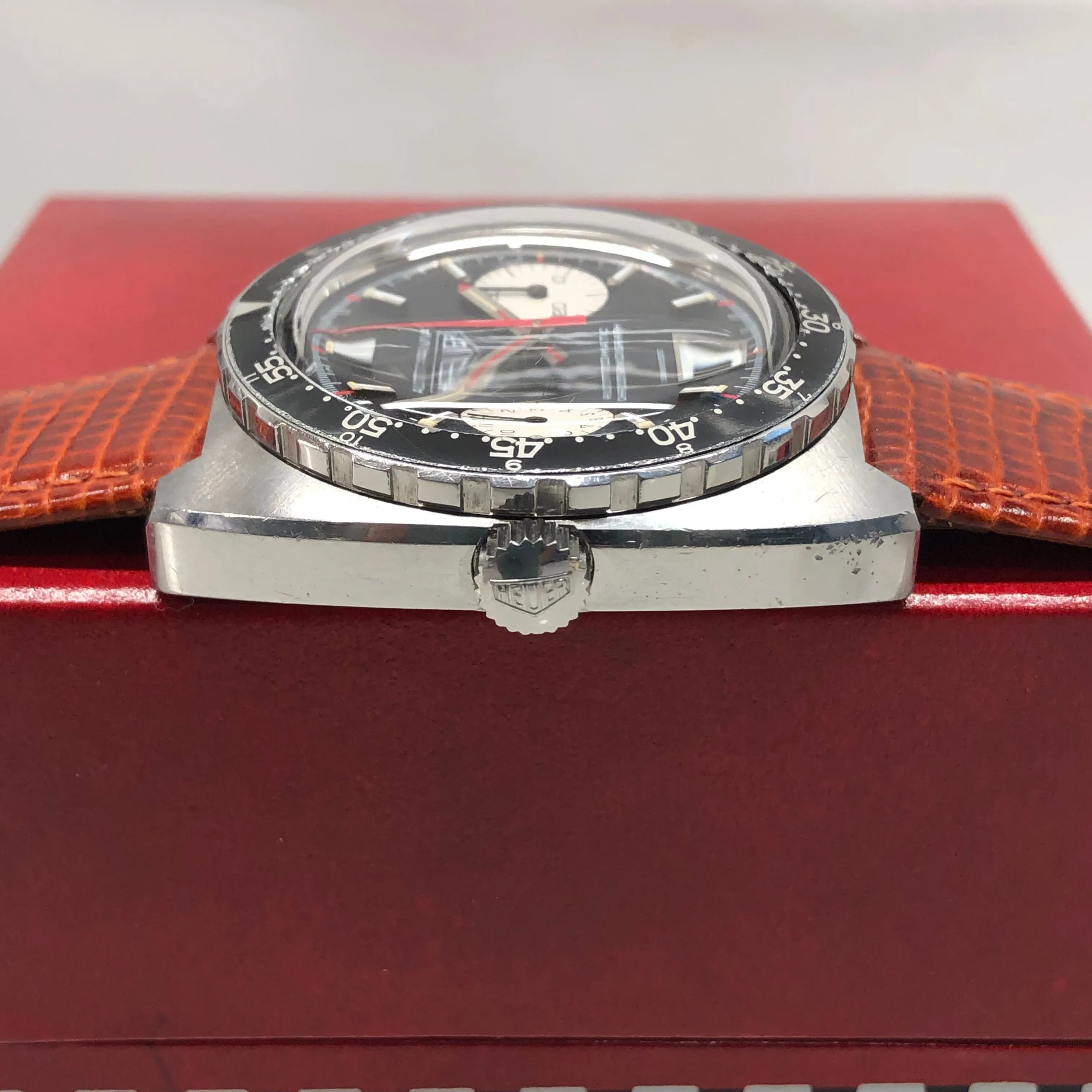 1972 Heuer Autavia 1163V Viceroy Steel Chronograph Caliber 11 Wristwatch with Box and Papers