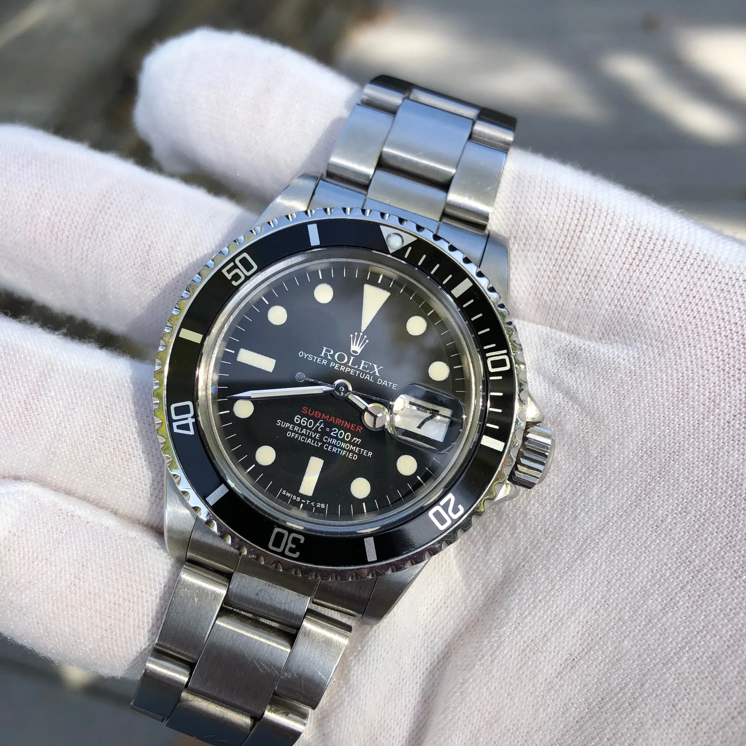 1974 Rolex Red Submariner 1680 Mk VI Black Dial Wristwatch