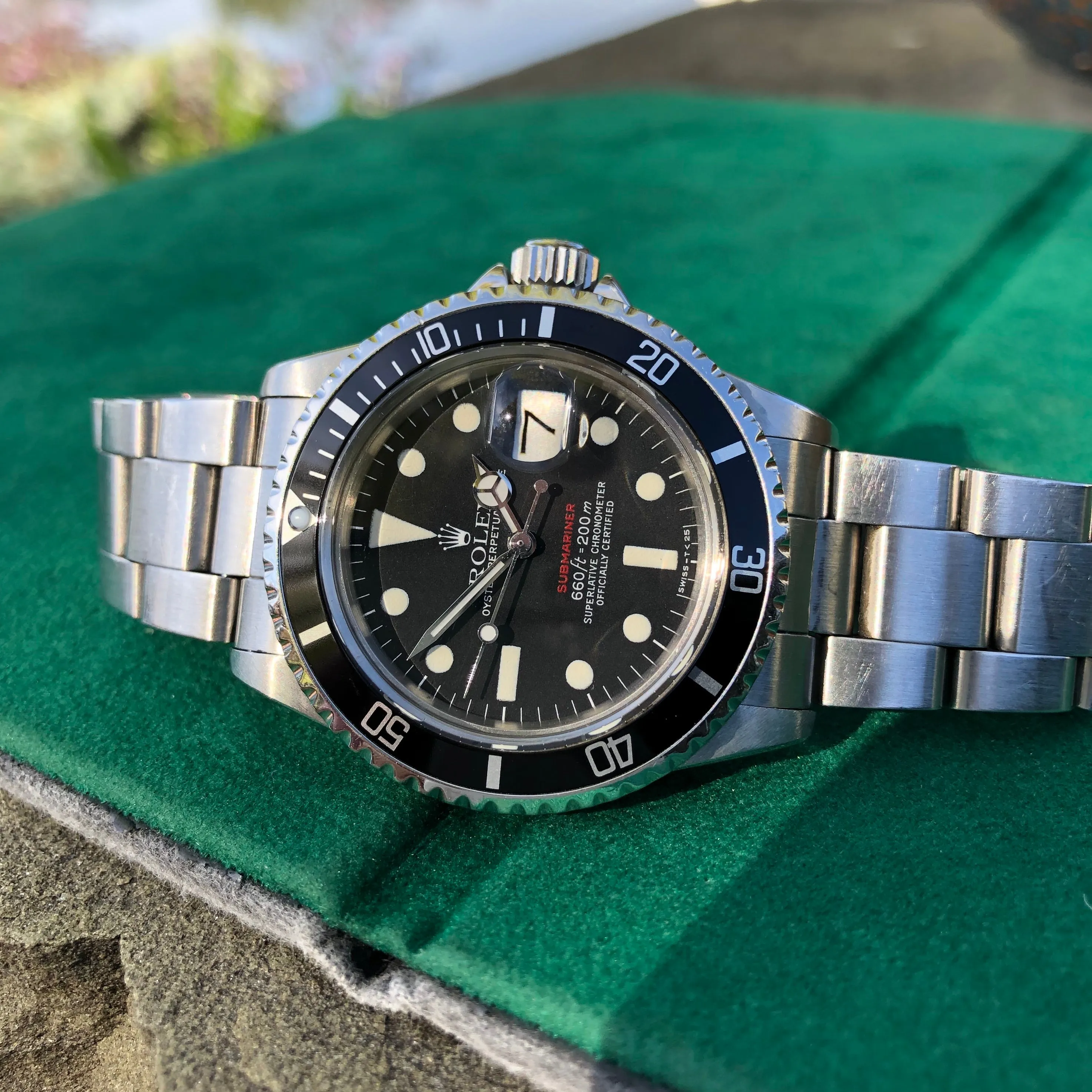 1974 Rolex Red Submariner 1680 Mk VI Black Dial Wristwatch