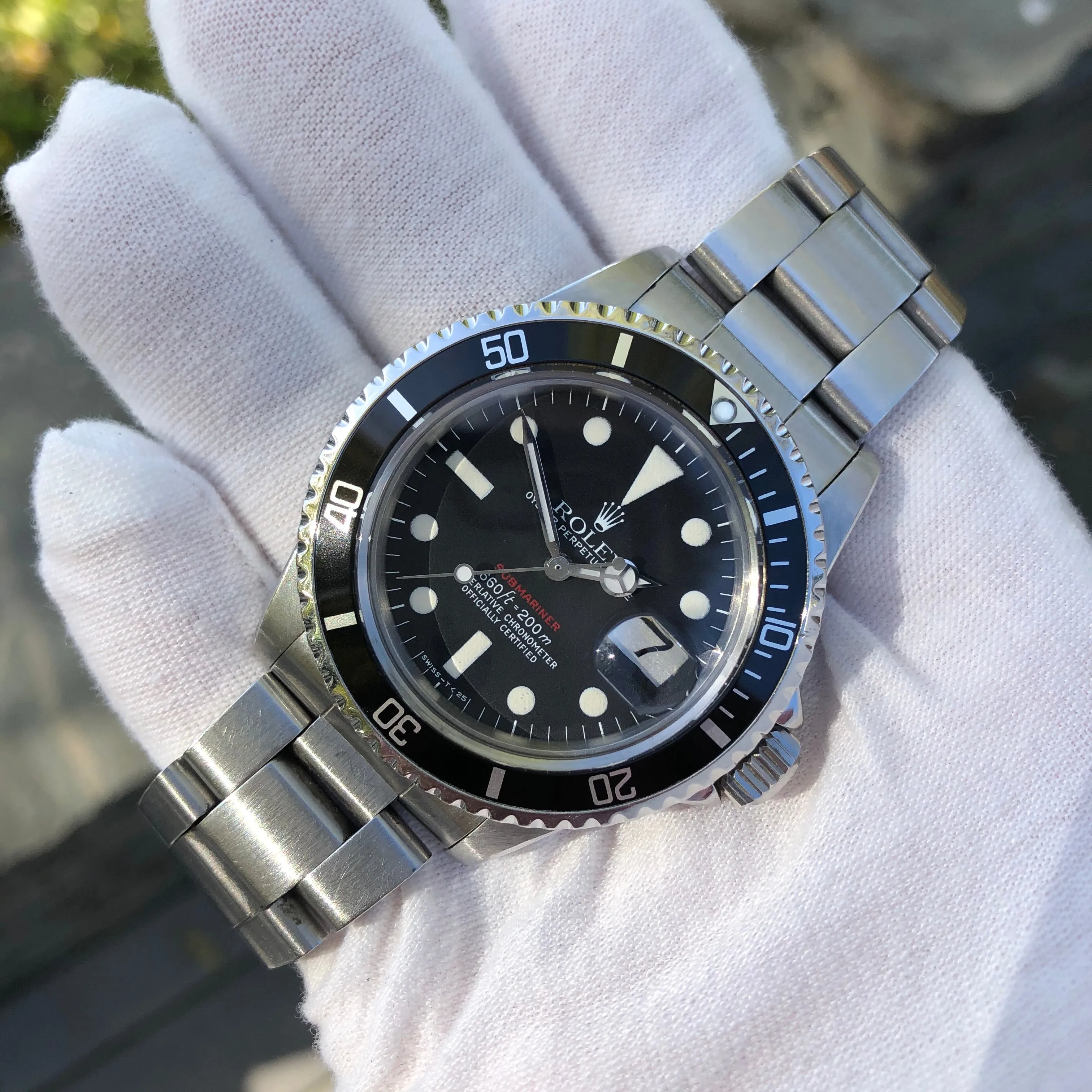 1974 Rolex Red Submariner 1680 Mk VI Black Dial Wristwatch