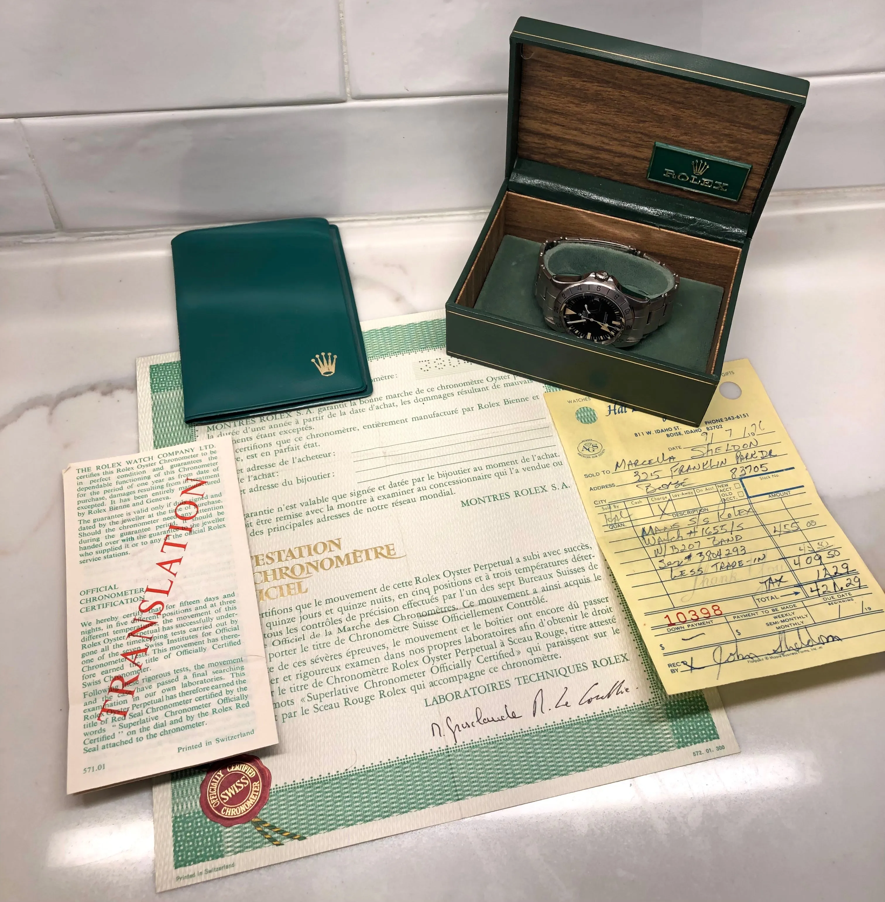 1975 Rolex Explorer II 1655 Mk 2 Steel Wristwatch with Box Papers and Original Purchase Receipt