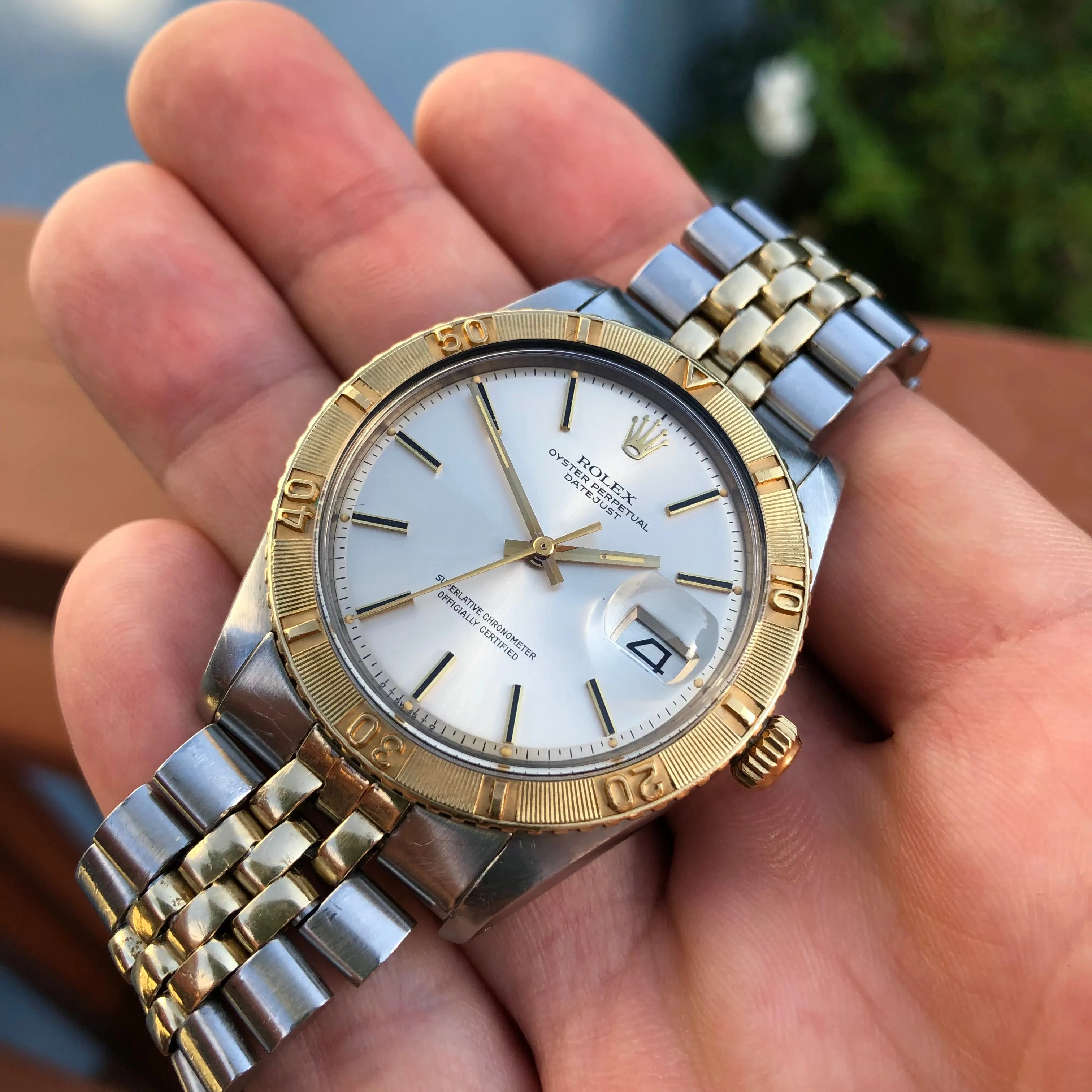 1976 Rolex Datejust Thunderbird 1625 Turn-O-Graph Sigma Dial Two Tone Jubilee Wristwatch