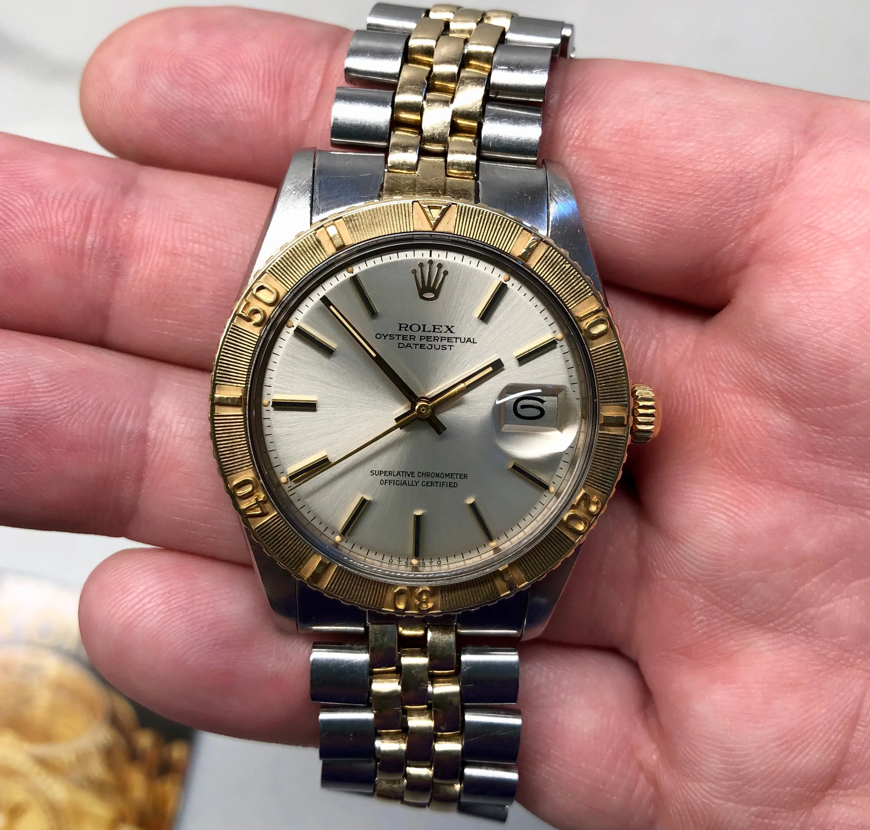 1976 Rolex Datejust Thunderbird 1625 Turn-O-Graph Sigma Dial Two Tone Jubilee Wristwatch