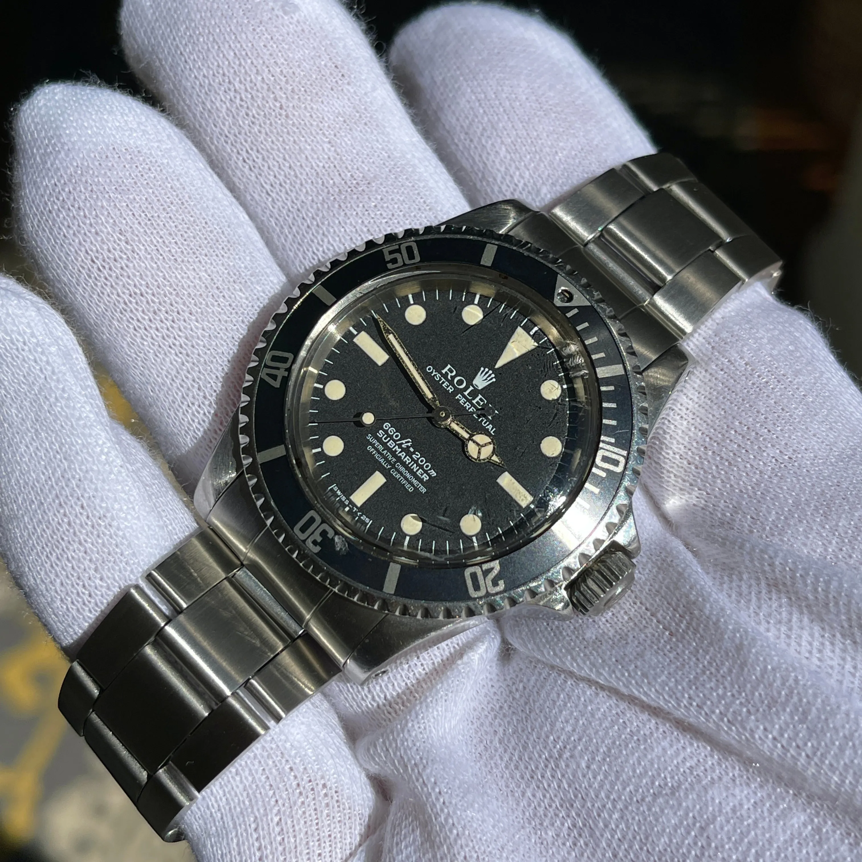1976 Vintage Rolex Submariner 5512 Matte Four Line Fat Font Insert Wristwatch