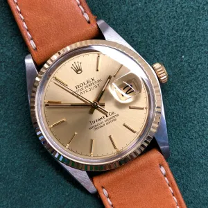 1978 Rolex Datejust 16013 Two Tone Tiffany & Co. Champagne Dial Wristwatch