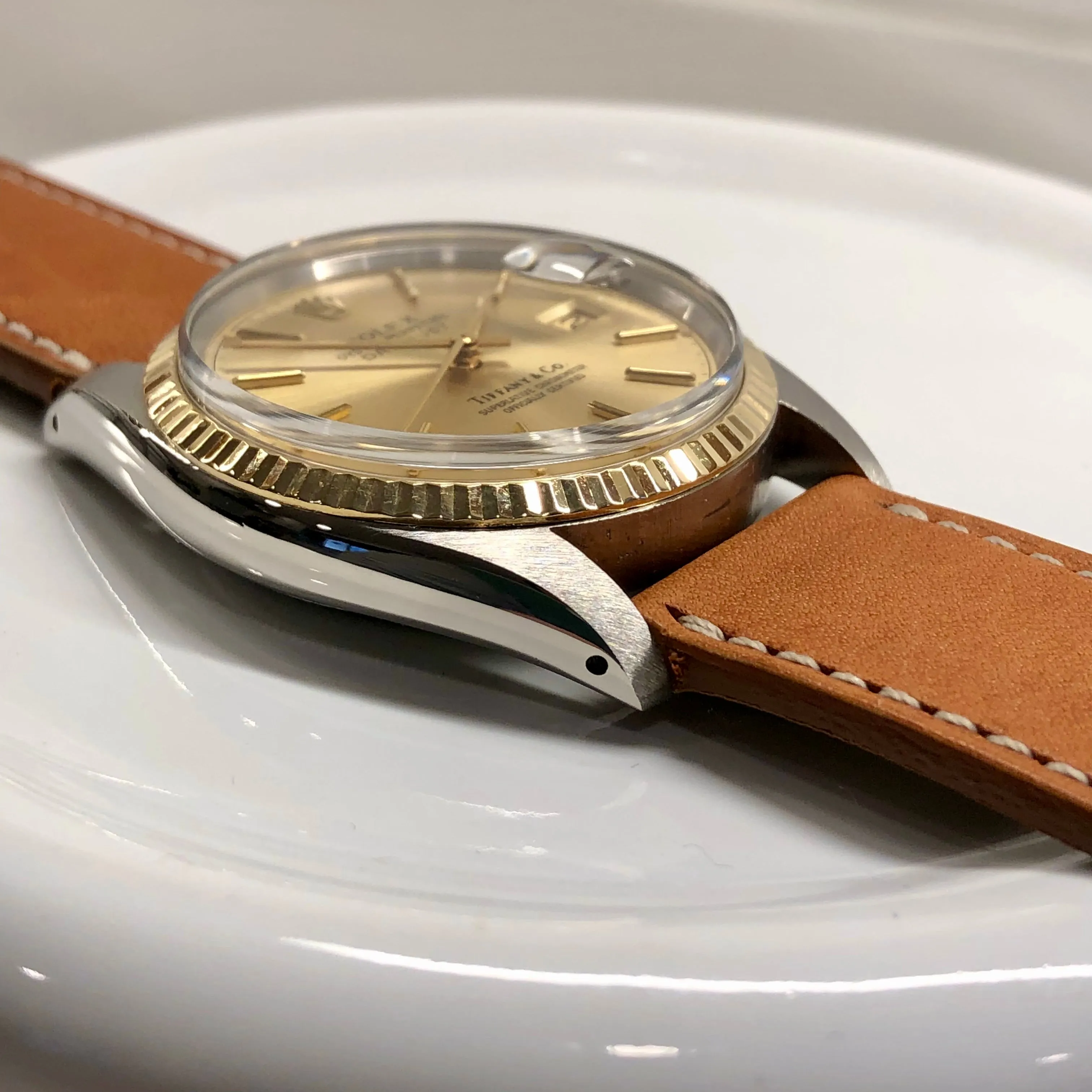 1978 Rolex Datejust 16013 Two Tone Tiffany & Co. Champagne Dial Wristwatch