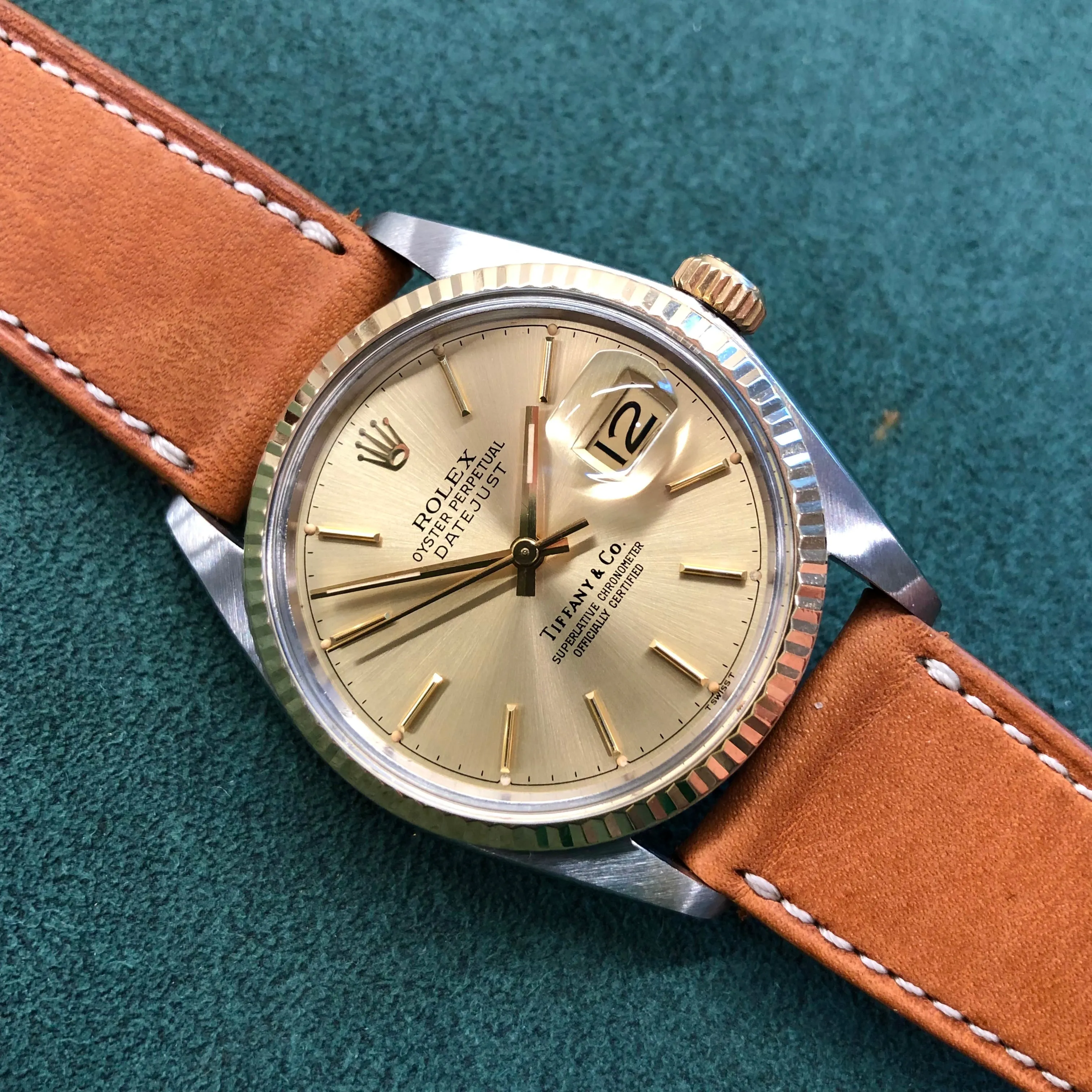1978 Rolex Datejust 16013 Two Tone Tiffany & Co. Champagne Dial Wristwatch
