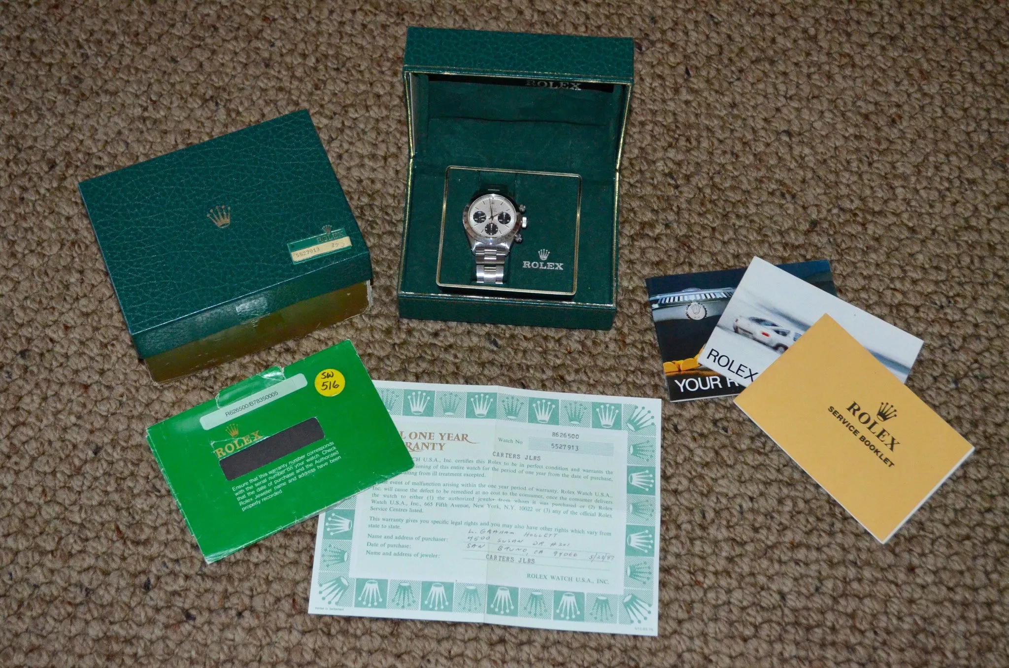 1978 Rolex Daytona Cosmograph 6265 Big Red Chronograph Wristwatch Full Set