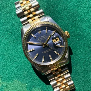 1980 Rolex Datejust 16013 Steel Gold Two Tone Jubilee Tropical Automatic Wristwatch