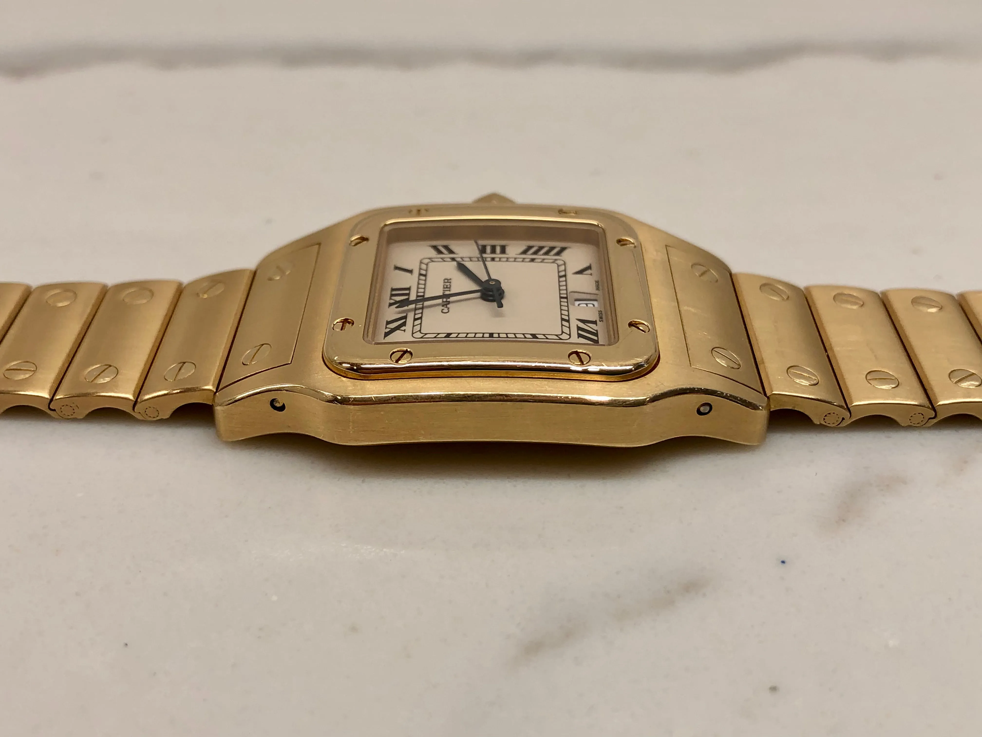 1980s Cartier Santos De Cartier 887901 18K Yellow Gold Quartz Wristwatch