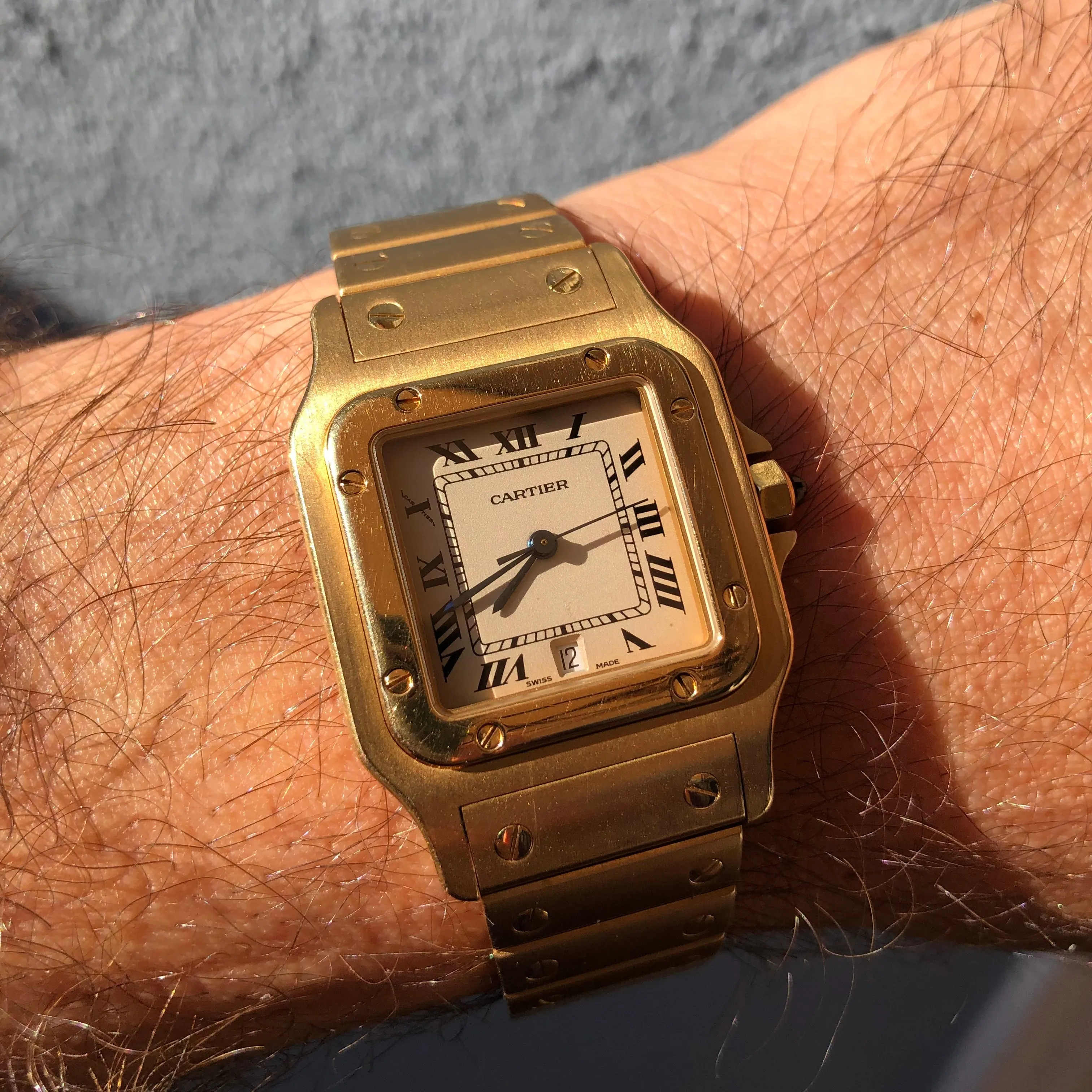 1980s Cartier Santos De Cartier 887901 18K Yellow Gold Quartz Wristwatch