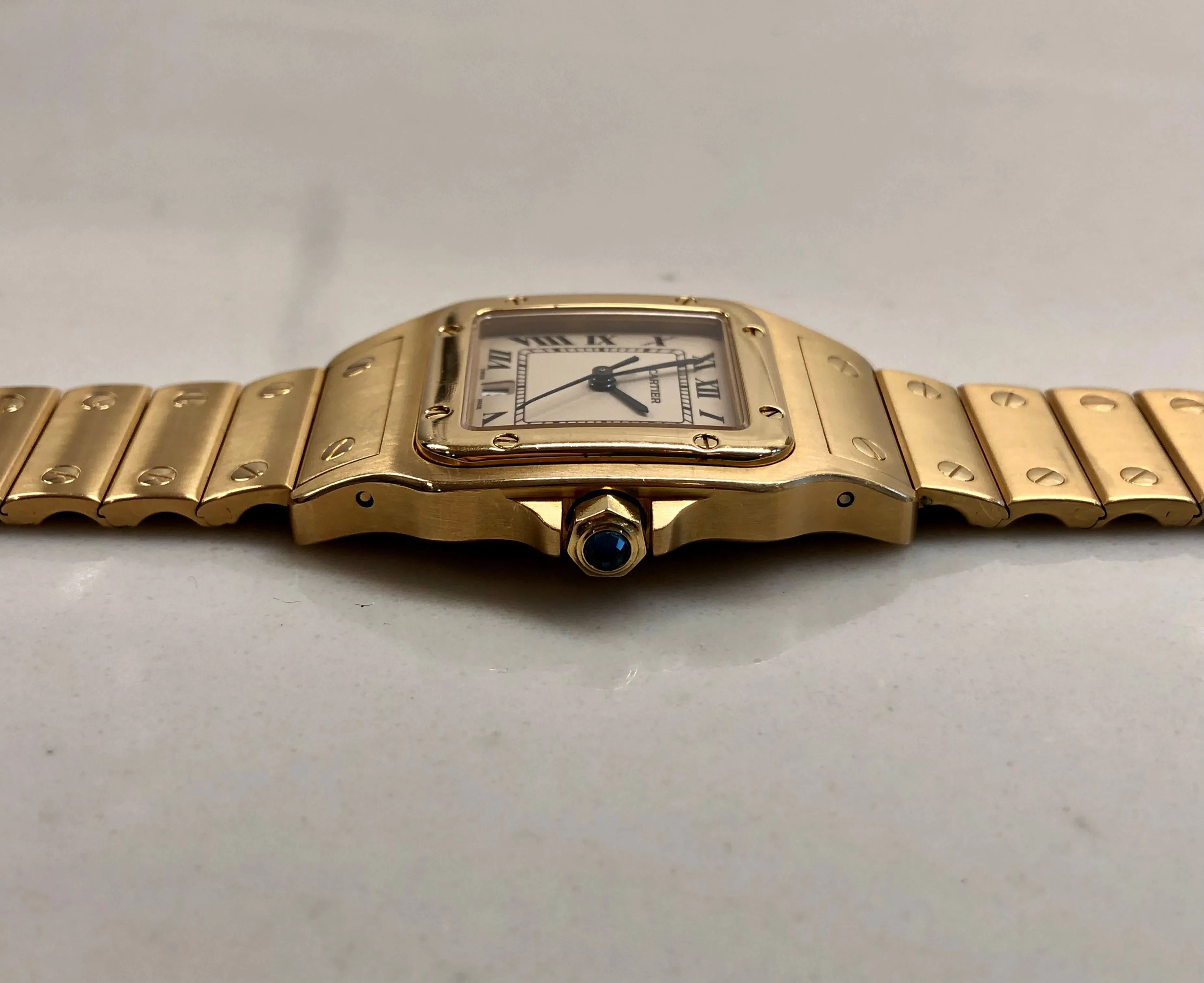 1980s Cartier Santos De Cartier 887901 18K Yellow Gold Quartz Wristwatch
