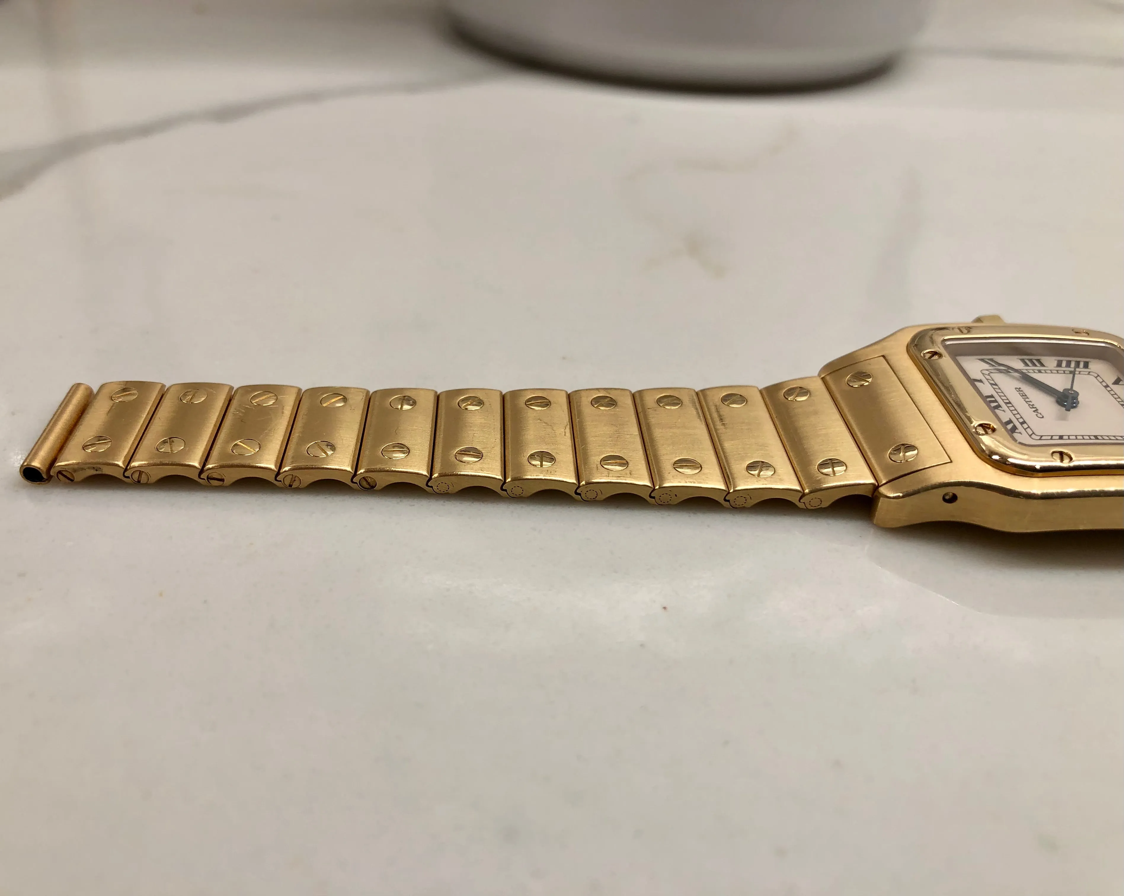 1980s Cartier Santos De Cartier 887901 18K Yellow Gold Quartz Wristwatch