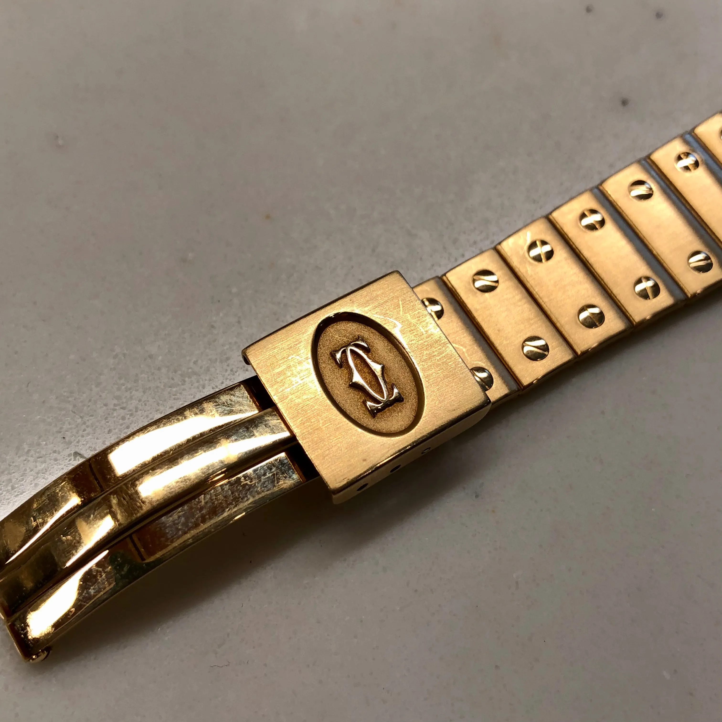 1980s Cartier Santos De Cartier 887901 18K Yellow Gold Quartz Wristwatch