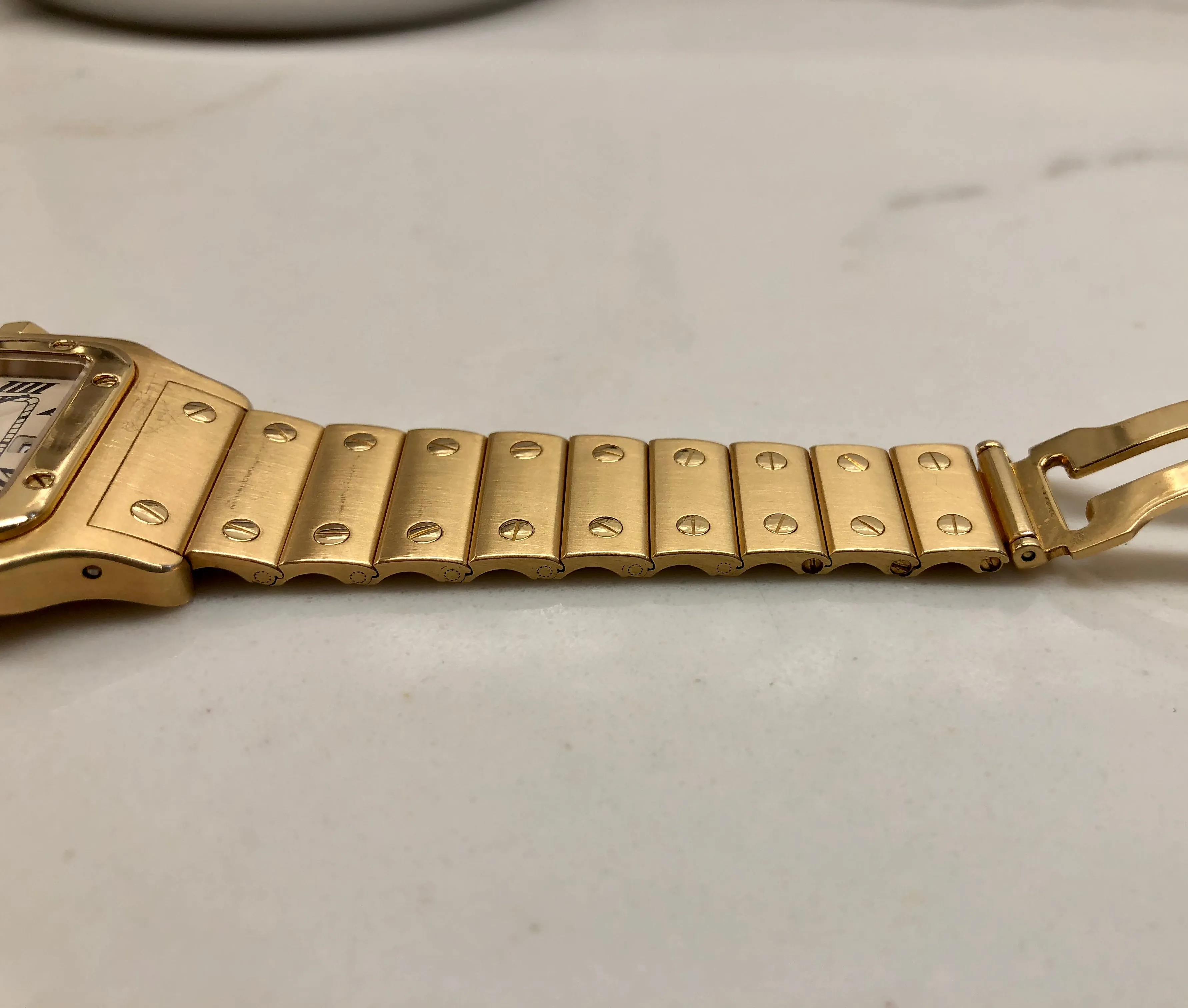 1980s Cartier Santos De Cartier 887901 18K Yellow Gold Quartz Wristwatch