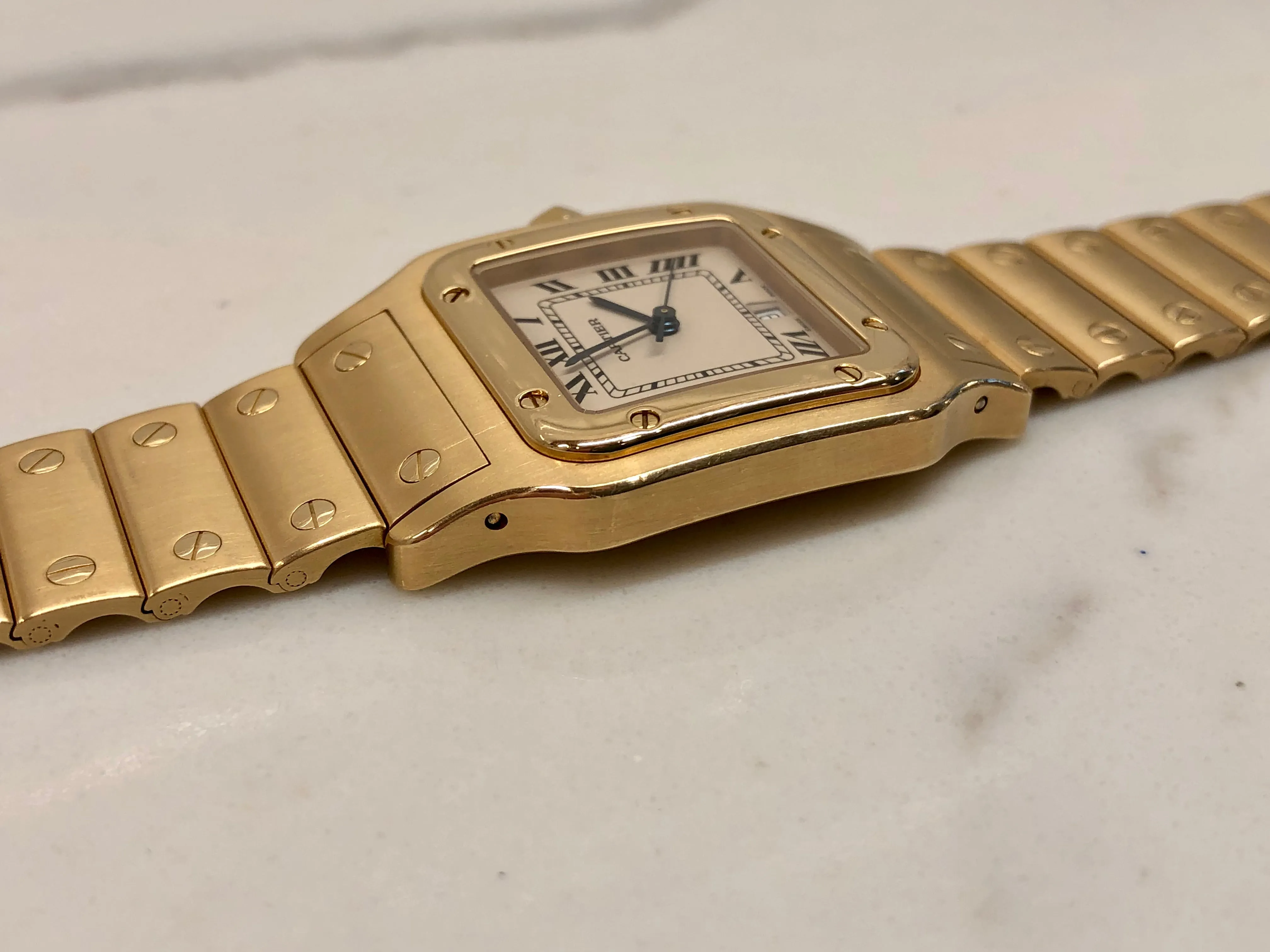 1980s Cartier Santos De Cartier 887901 18K Yellow Gold Quartz Wristwatch