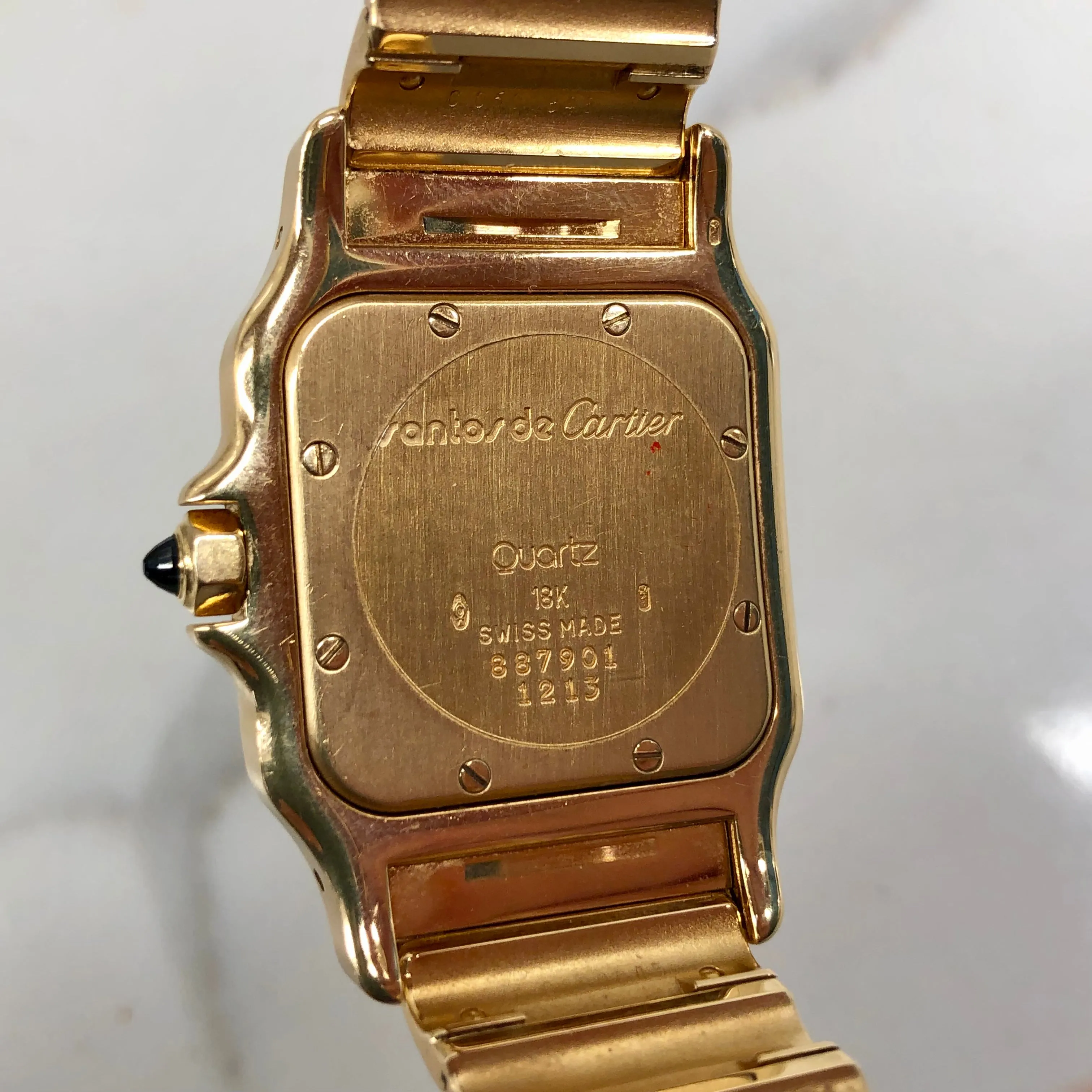 1980s Cartier Santos De Cartier 887901 18K Yellow Gold Quartz Wristwatch