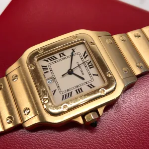 1980s Cartier Santos De Cartier 887901 18K Yellow Gold Quartz Wristwatch