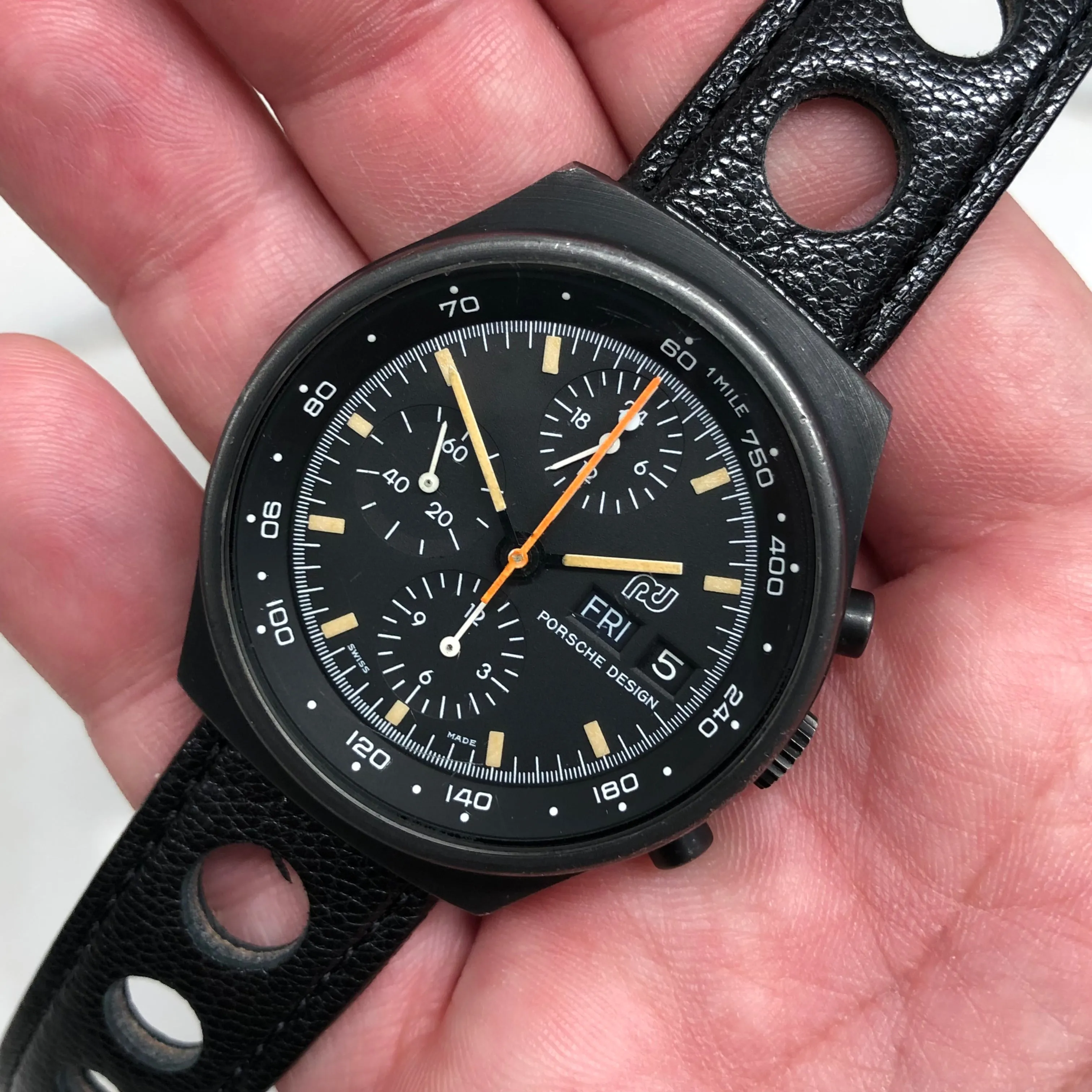 1980s Orfina Porsche Design Chronograph 7176S "Top Gun" Lemania 5100 Automatic Wristwatch