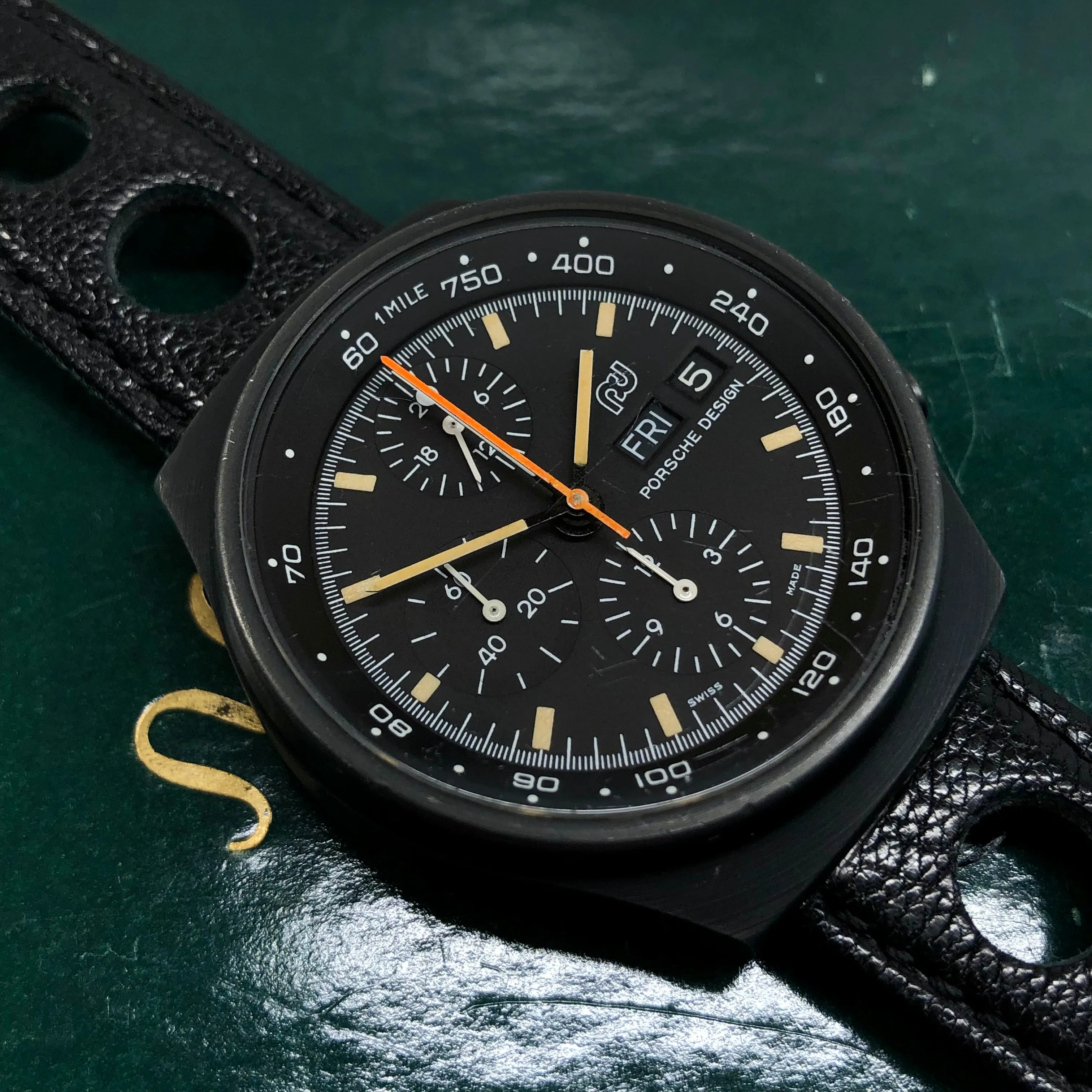 1980s Orfina Porsche Design Chronograph 7176S "Top Gun" Lemania 5100 Automatic Wristwatch