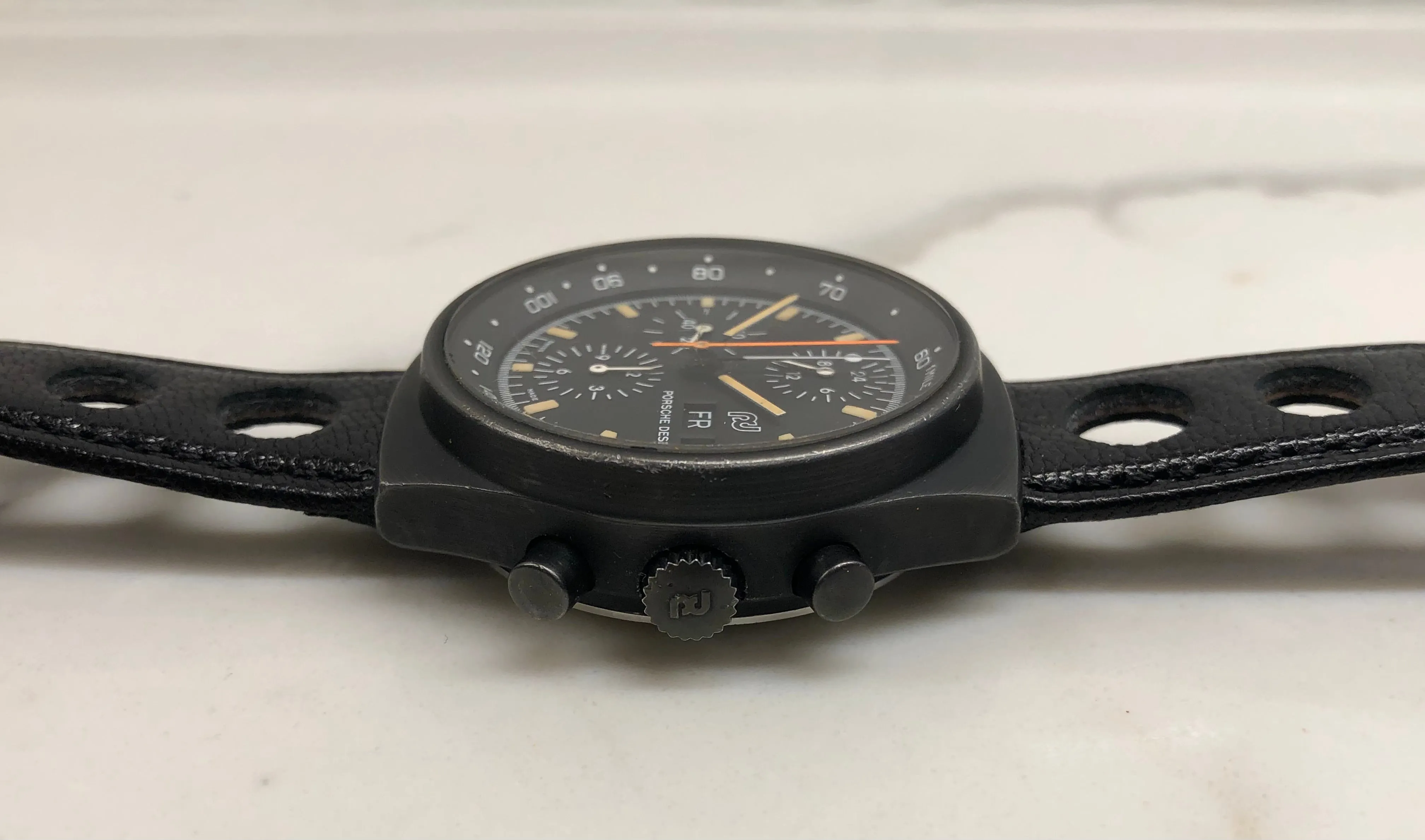 1980s Orfina Porsche Design Chronograph 7176S "Top Gun" Lemania 5100 Automatic Wristwatch