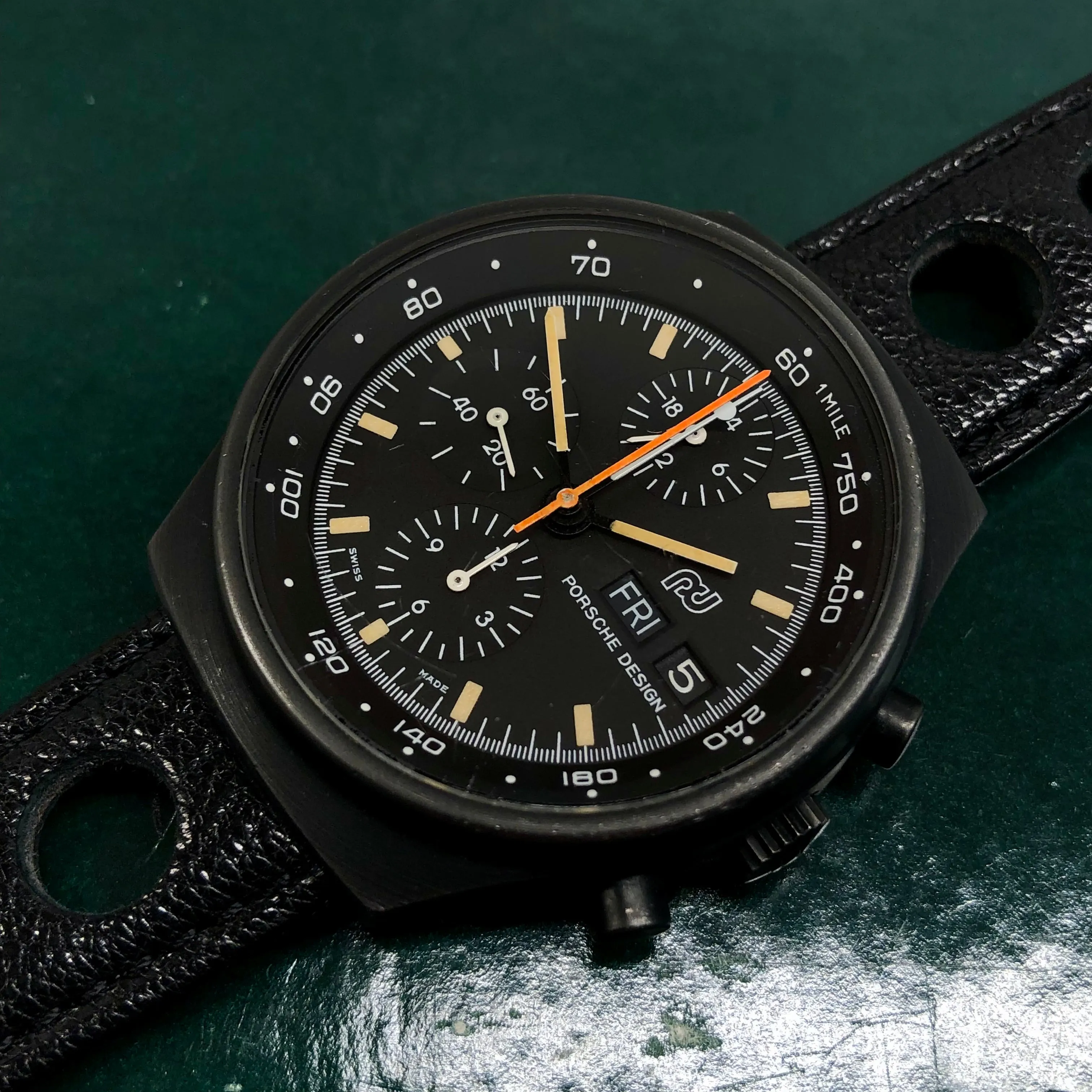 1980s Orfina Porsche Design Chronograph 7176S "Top Gun" Lemania 5100 Automatic Wristwatch