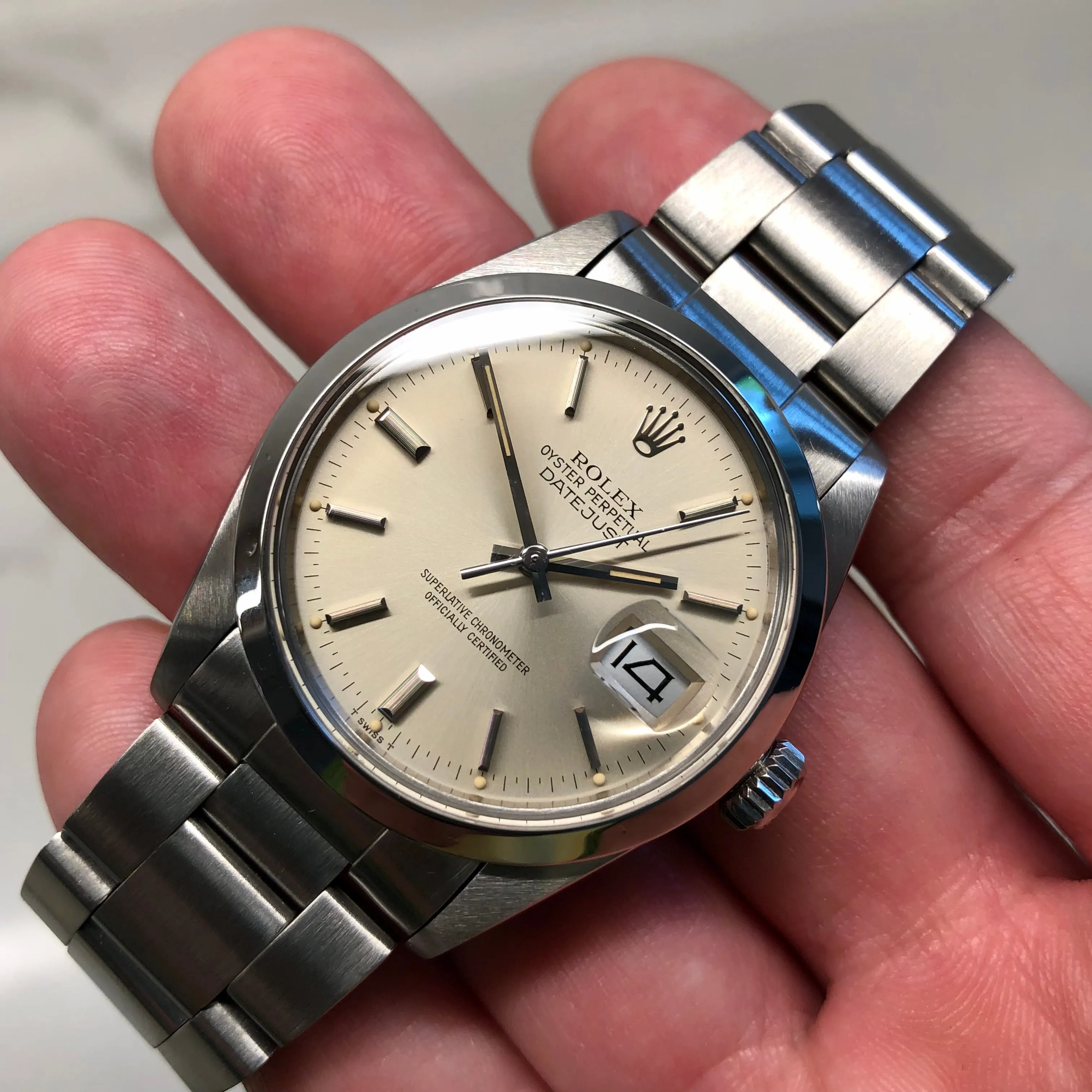 1982 Rolex Datejust 16000 Steel Oyster Silver Wristwatch with Box and Papers