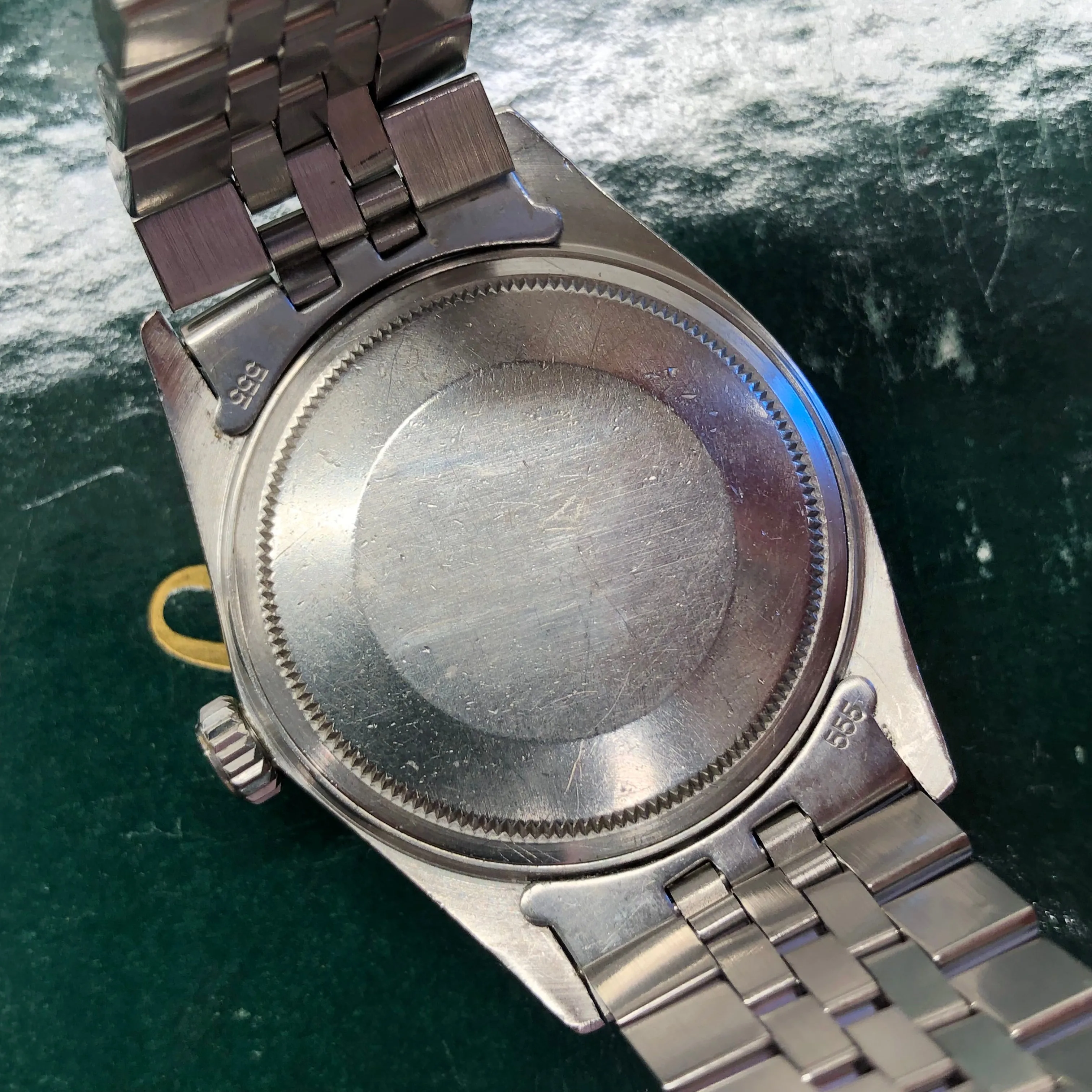 1982 Rolex Datejust 16030 Steel Taupe Dial Engine Turned Automatic Wristwatch