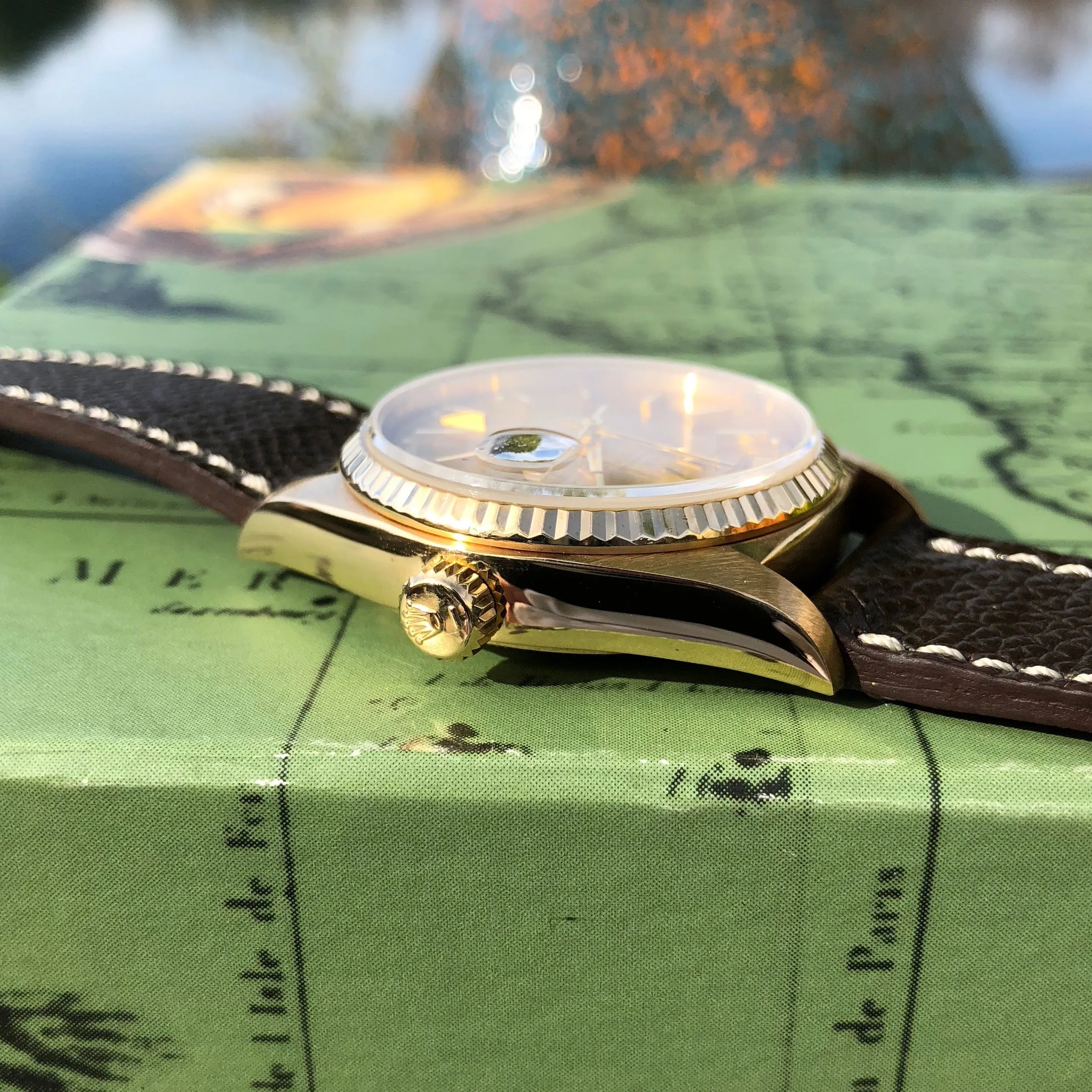 1983 Rolex President 18038 Day Date 18K Yellow Gold Champagne Stick Caliber 3055 Wristwatch