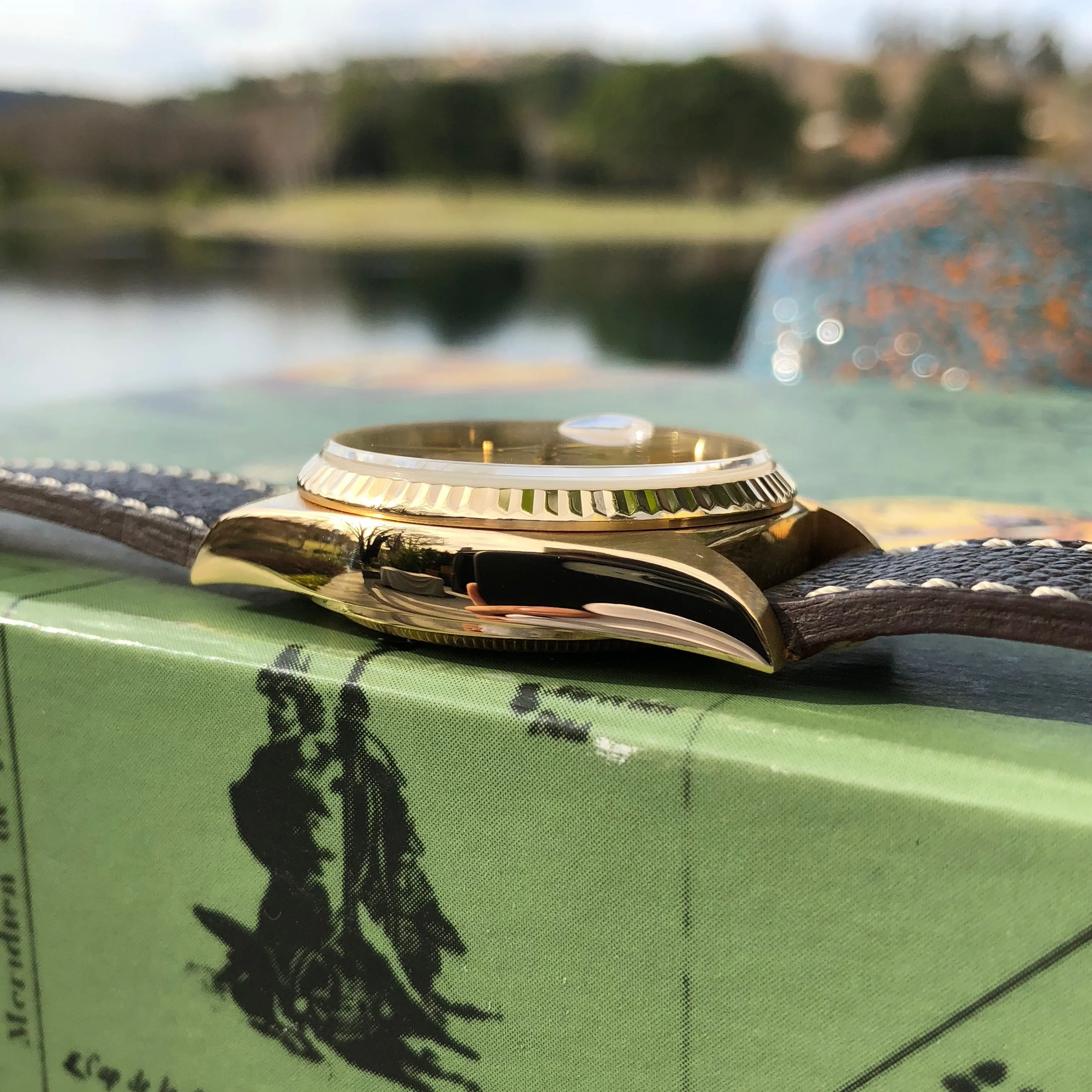 1983 Rolex President 18038 Day Date 18K Yellow Gold Champagne Stick Caliber 3055 Wristwatch