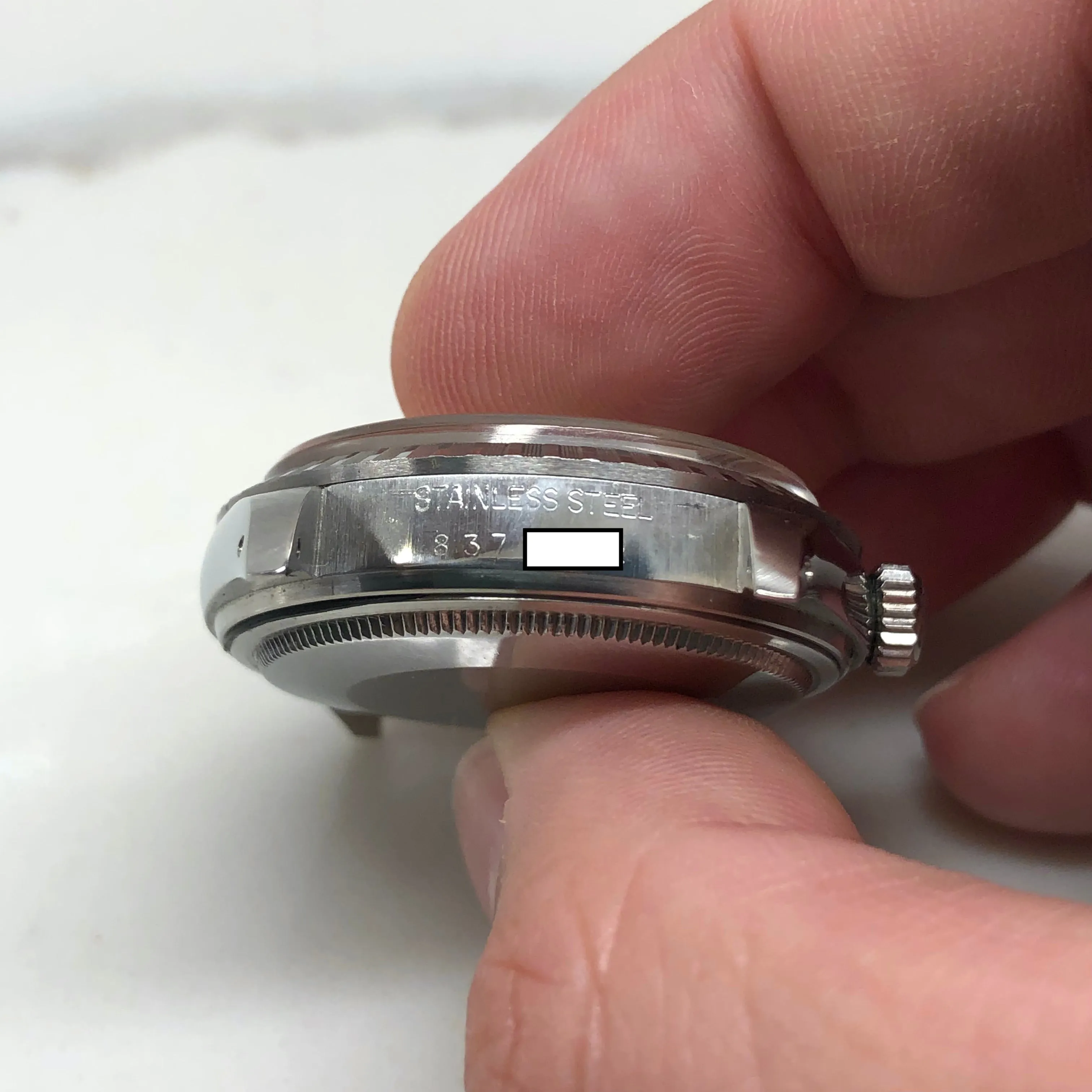 1984 Rolex Datejust 16030 Steel White Porcelain Engine Turned Automatic Wristwatch