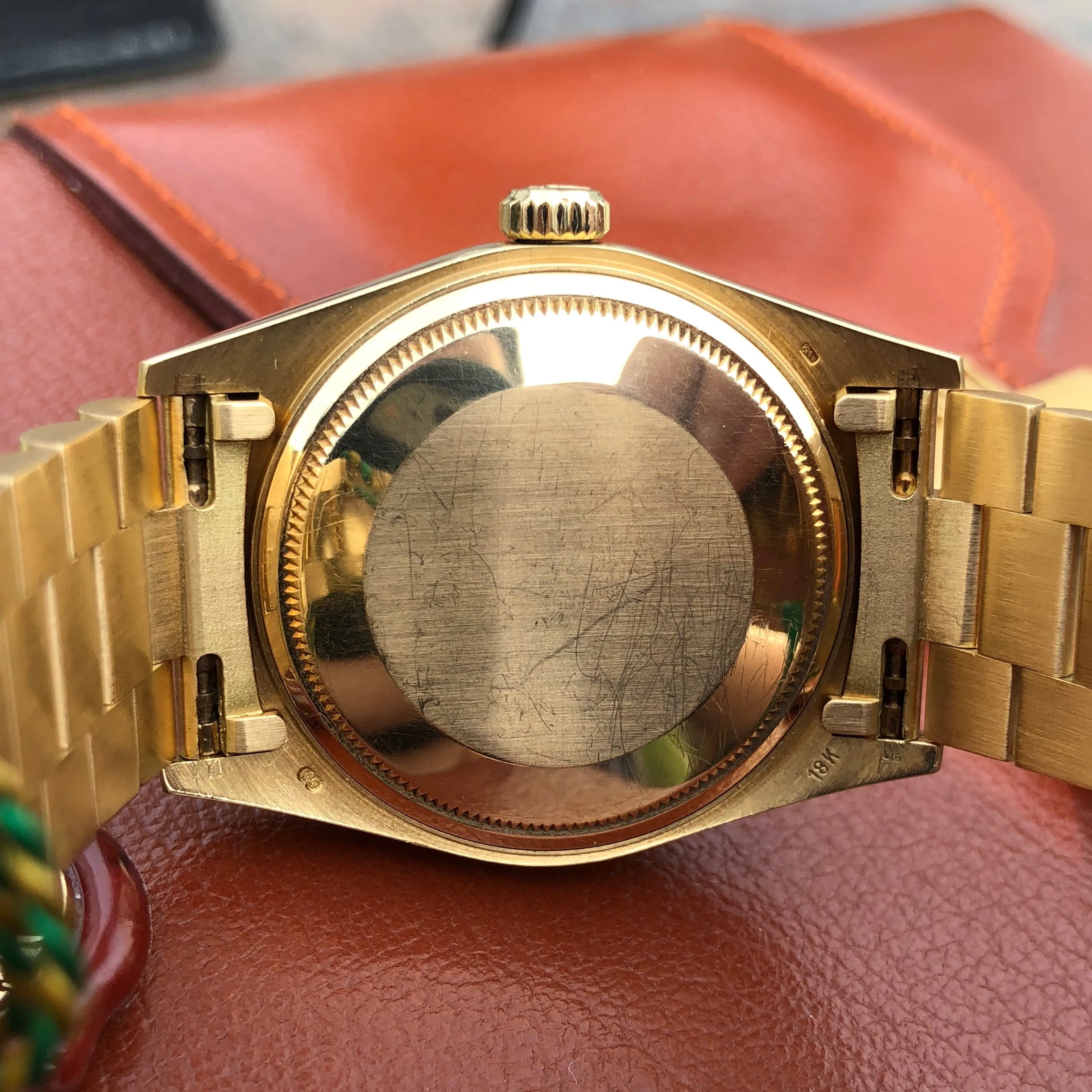 1984 Rolex President 18038 Day Date 18K Yellow Gold Black Roman Box and Tags