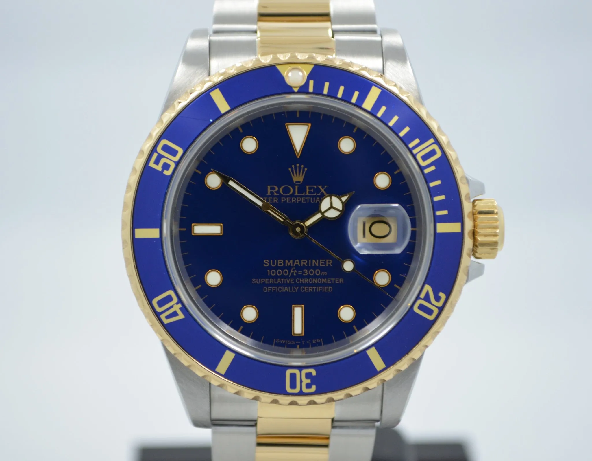 1984 Vintage Rolex Submariner 16803 Two Tone Blue Steel 18K Gold Wristwatch