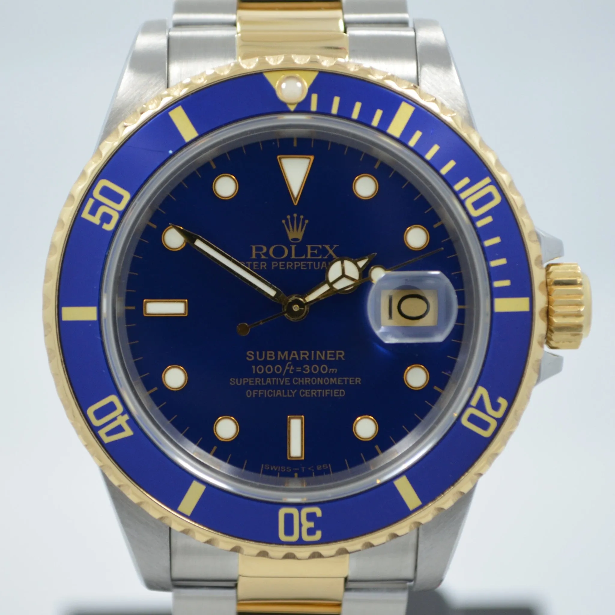 1984 Vintage Rolex Submariner 16803 Two Tone Blue Steel 18K Gold Wristwatch