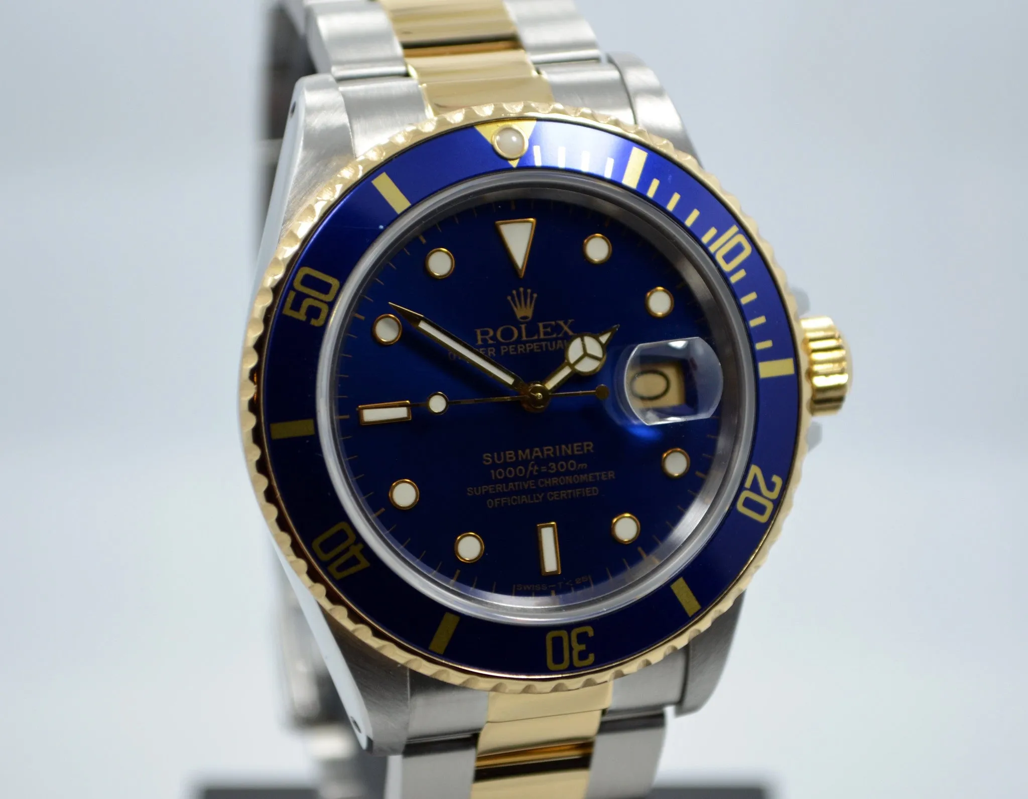 1984 Vintage Rolex Submariner 16803 Two Tone Blue Steel 18K Gold Wristwatch