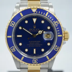 1984 Vintage Rolex Submariner 16803 Two Tone Blue Steel 18K Gold Wristwatch