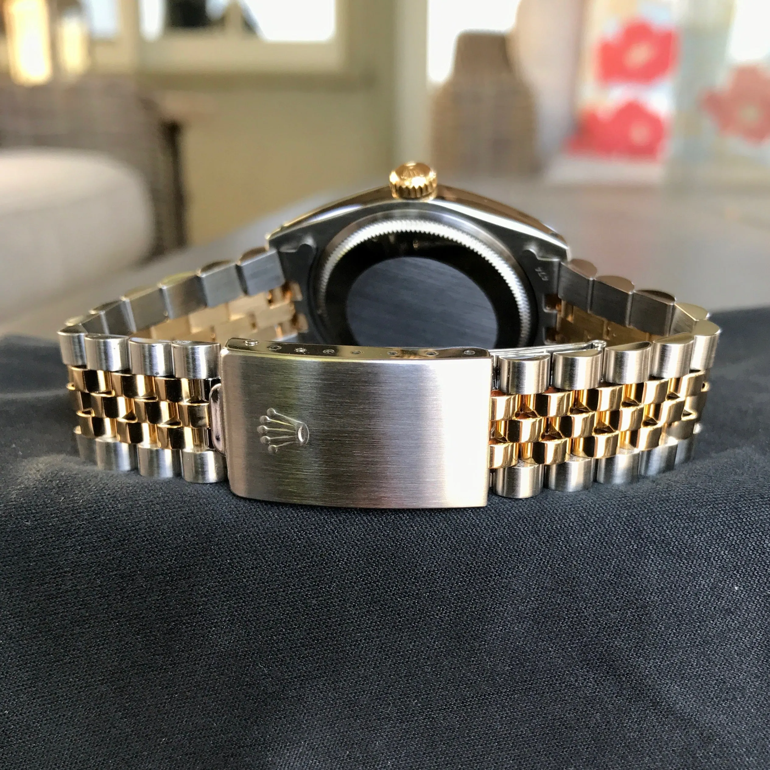 1985 Rolex Air King Date 5701 Two Tone Steel Gold Black Caliber 1570 Automatic Wristwatch