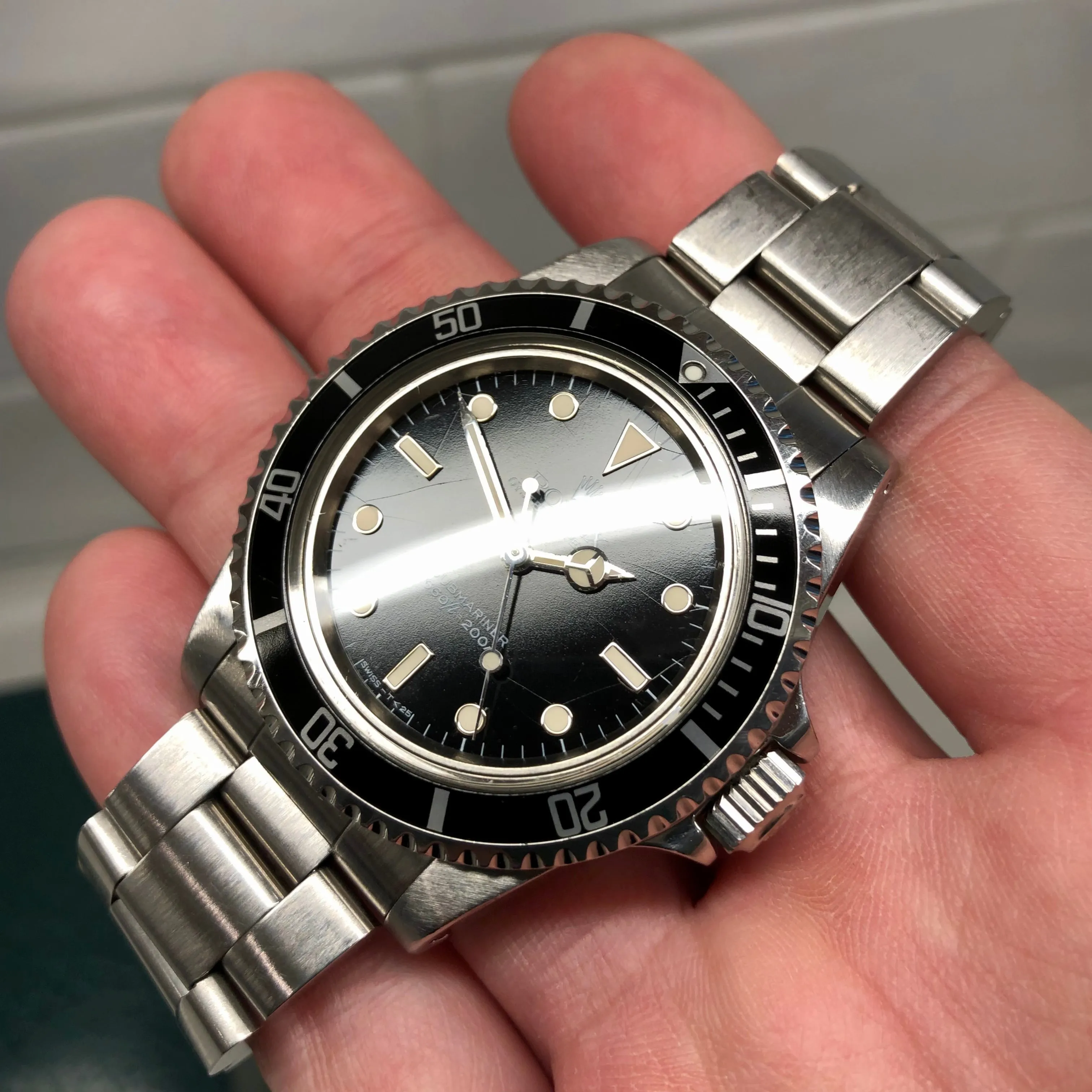 1985 Rolex Submariner 5513 No Date Steel Oyster Wristwatch with Box and Tag