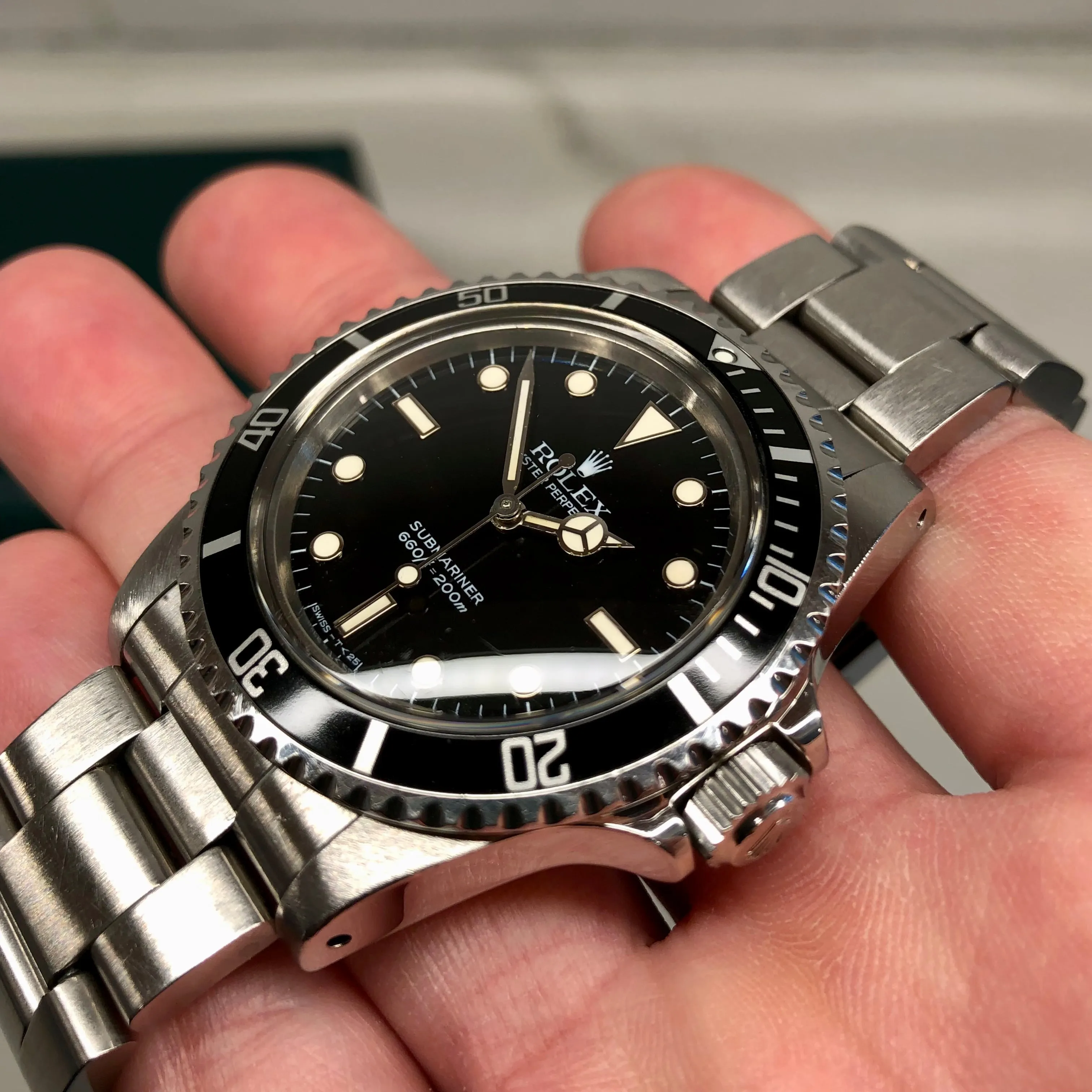 1985 Rolex Submariner 5513 No Date Steel Oyster Wristwatch with Box and Tag