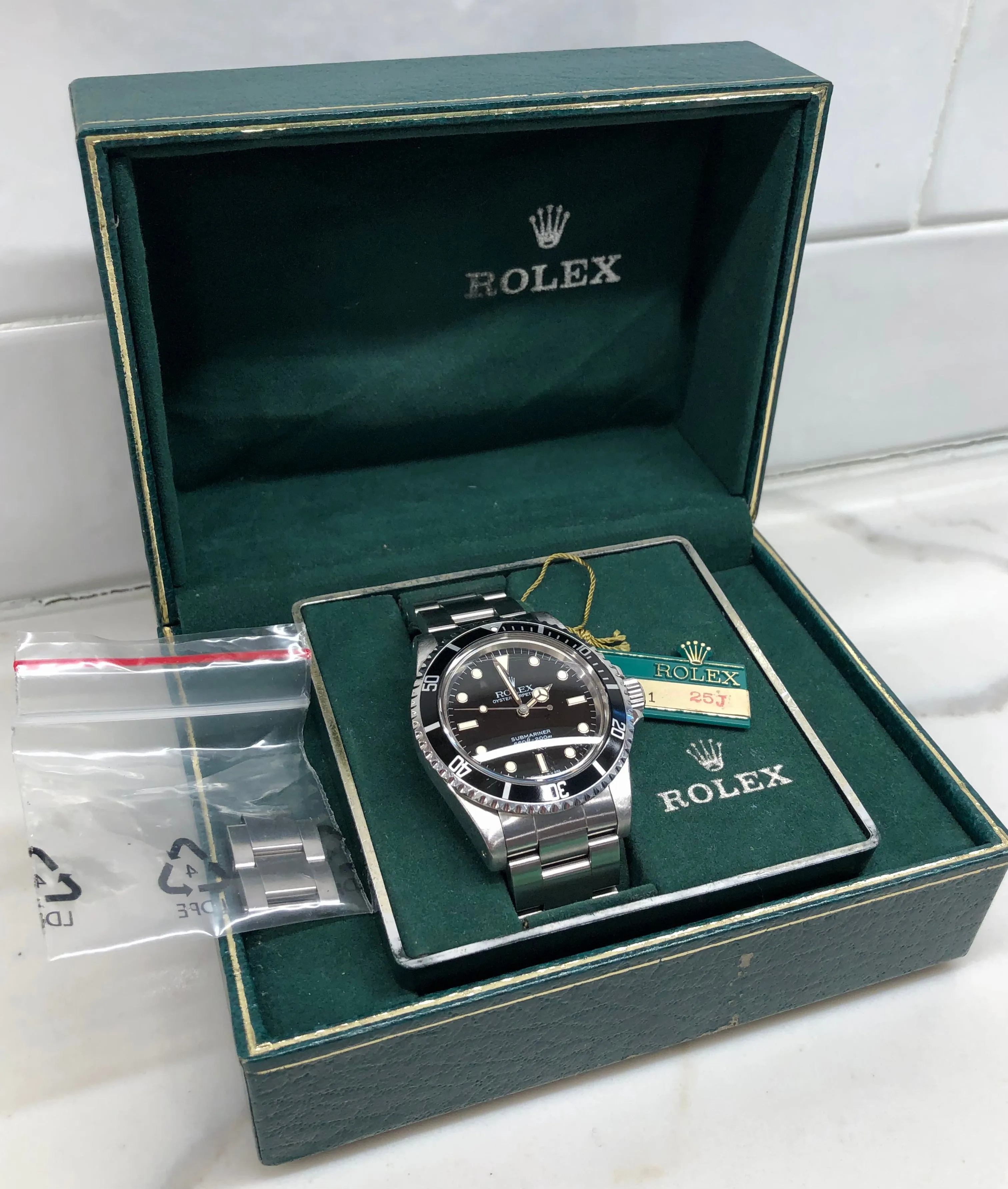 1985 Rolex Submariner 5513 No Date Steel Oyster Wristwatch with Box and Tag