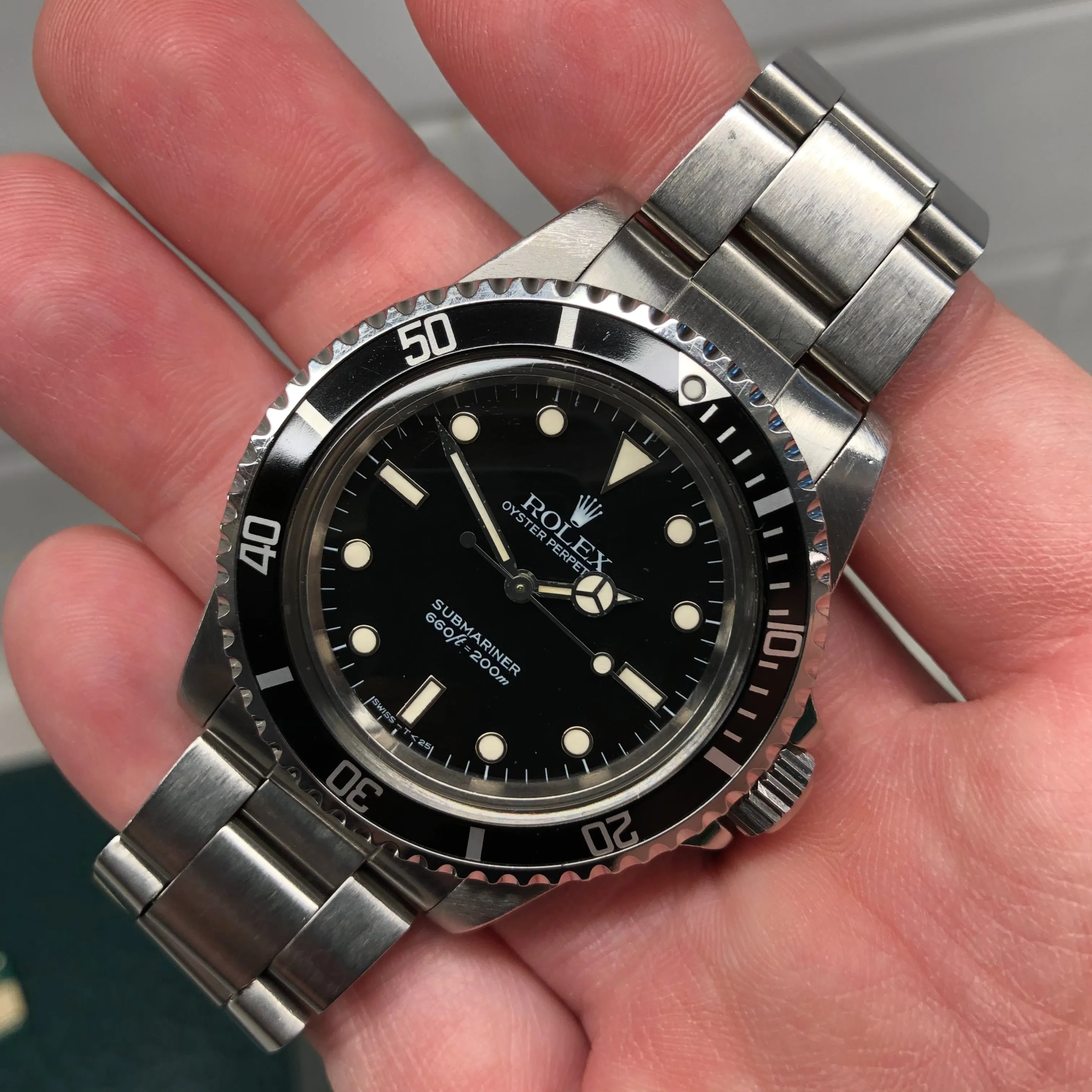 1985 Rolex Submariner 5513 No Date Steel Oyster Wristwatch with Box and Tag