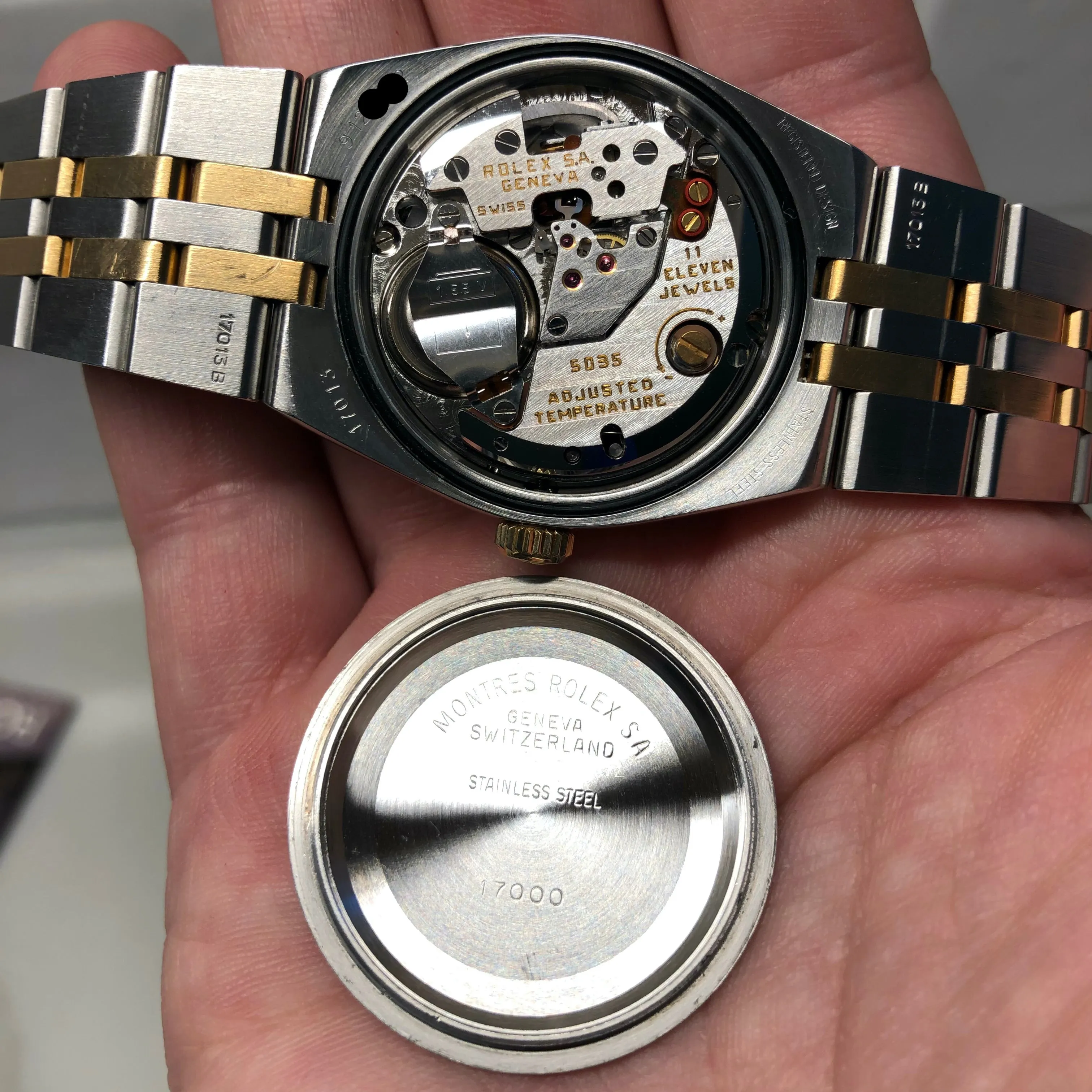1986 Rolex Datejust Oysterquartz 17013 Black Two Tone Wristwatch with Box Papers