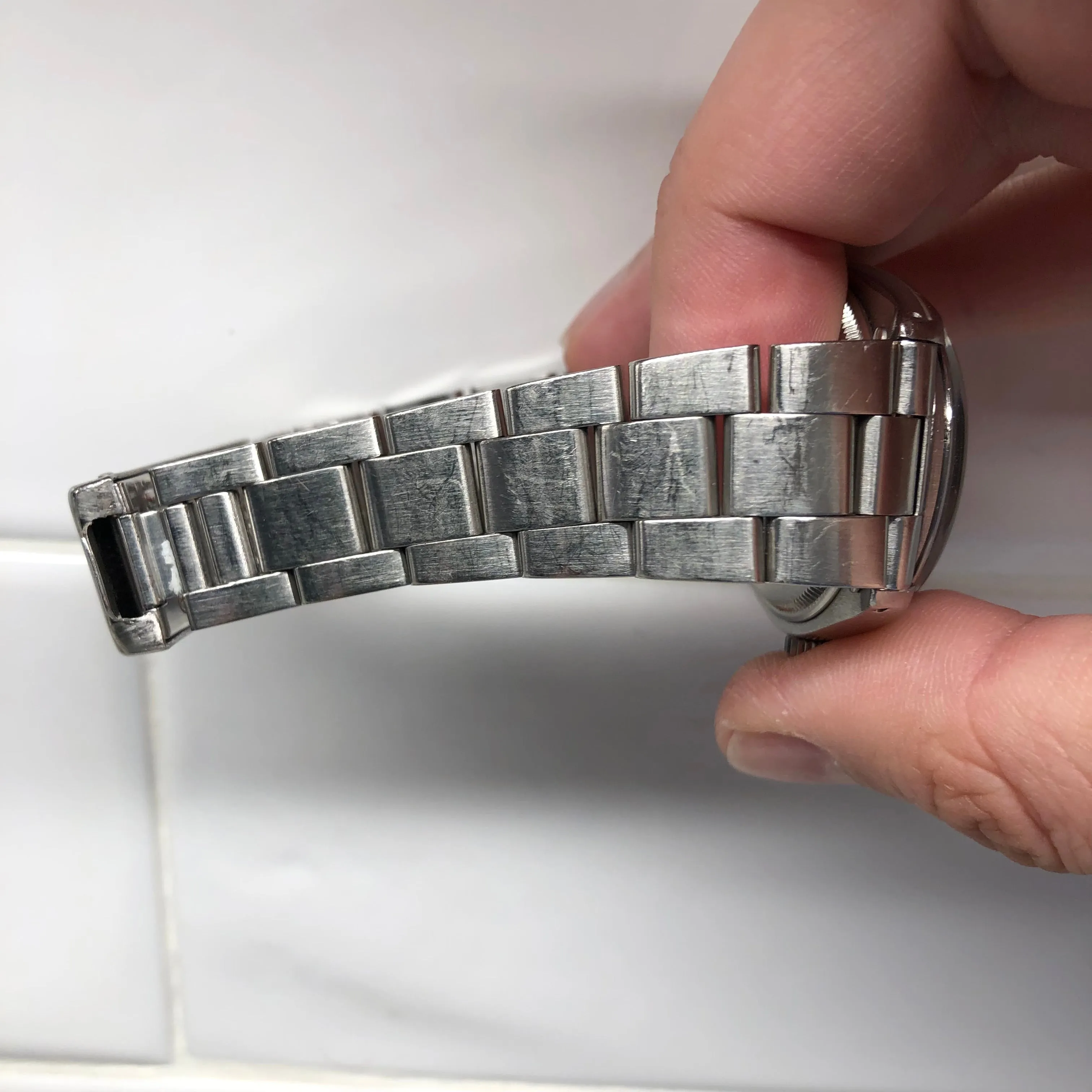 1987 Rolex Air King Precision 5500 Stainless Steel Silver Dial Automatic Wristwatch