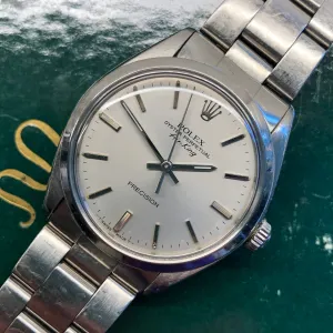 1987 Rolex Air King Precision 5500 Stainless Steel Silver Dial Automatic Wristwatch