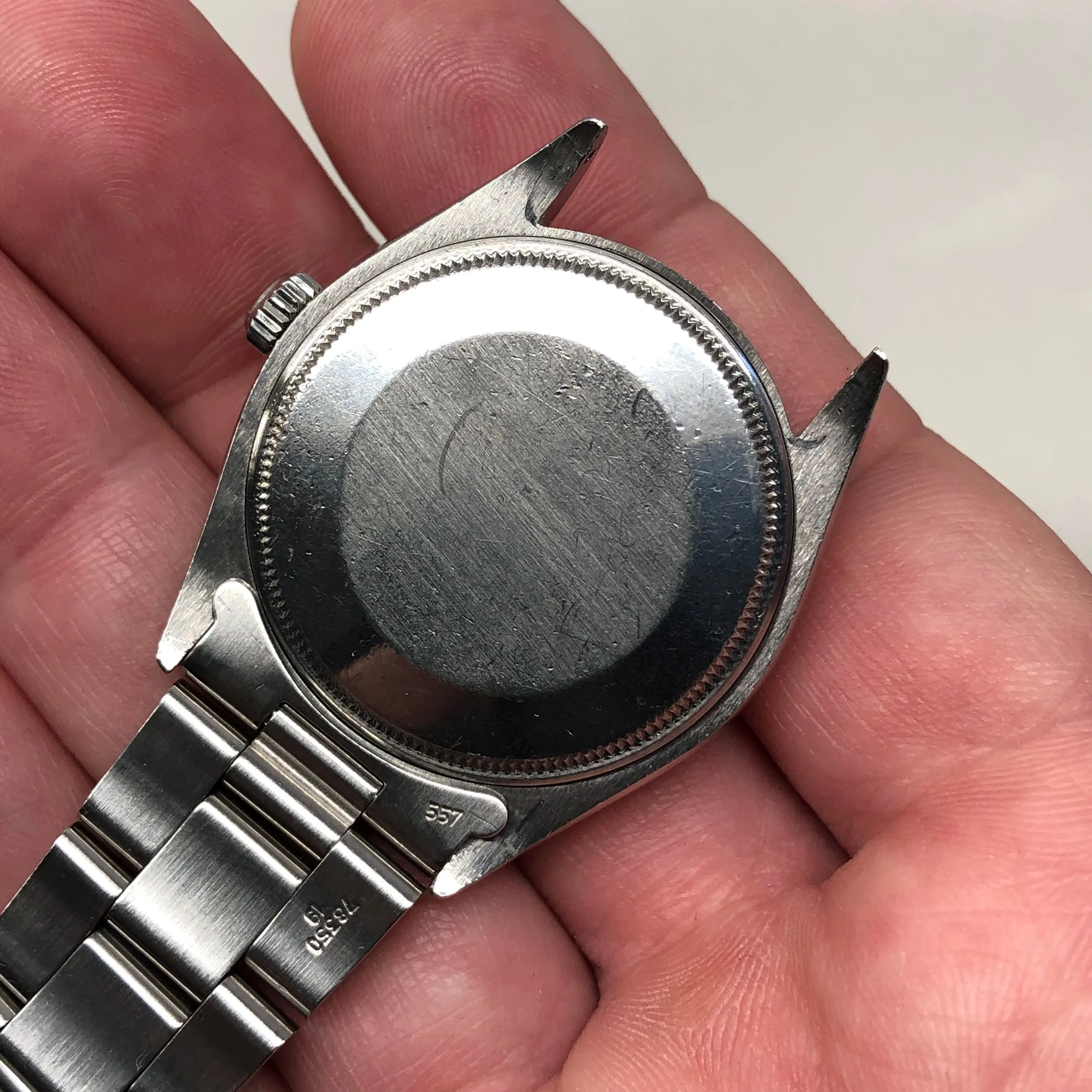 1987 Rolex Air King Precision 5500 Stainless Steel Silver Dial Automatic Wristwatch