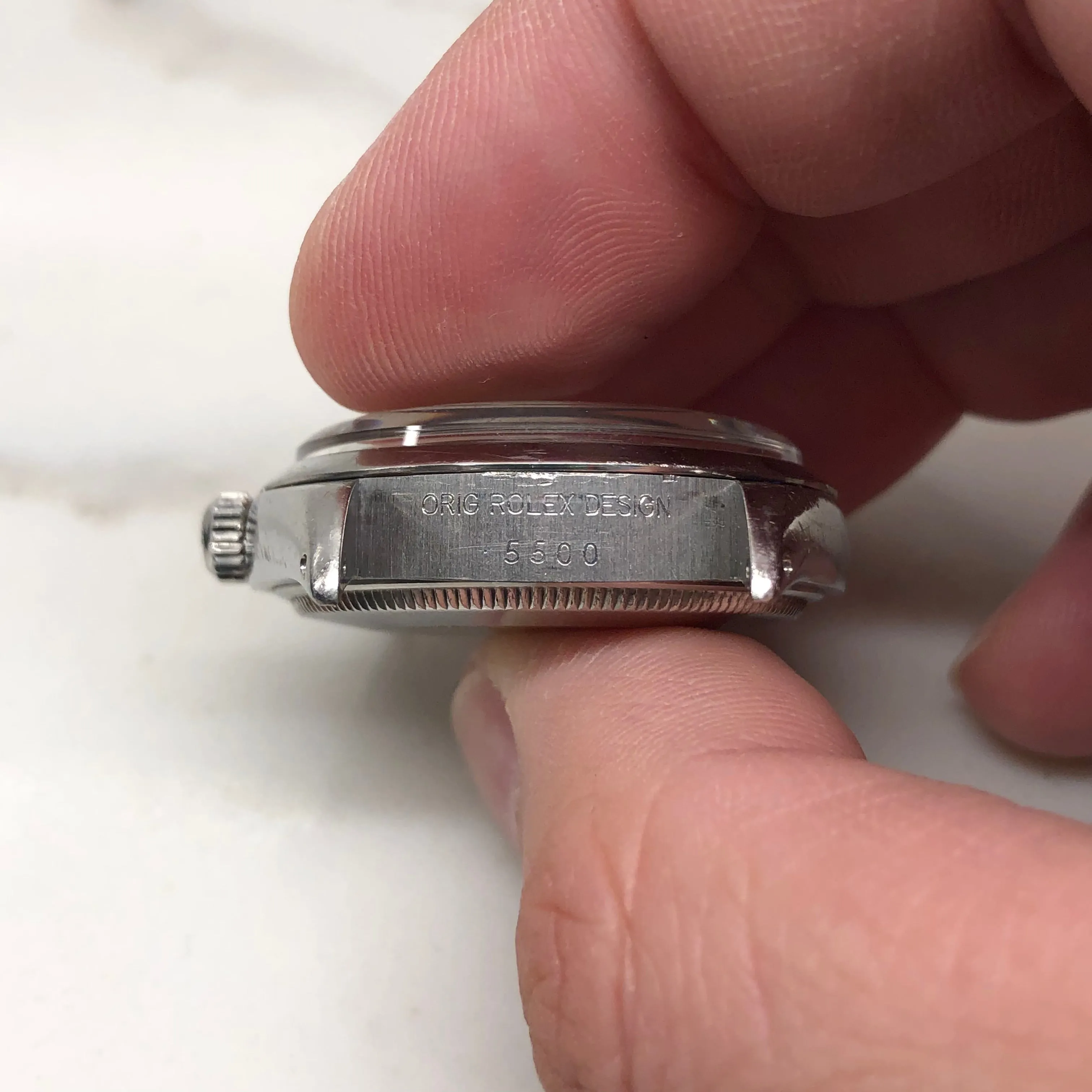 1987 Rolex Air King Precision 5500 Stainless Steel Silver Dial Automatic Wristwatch