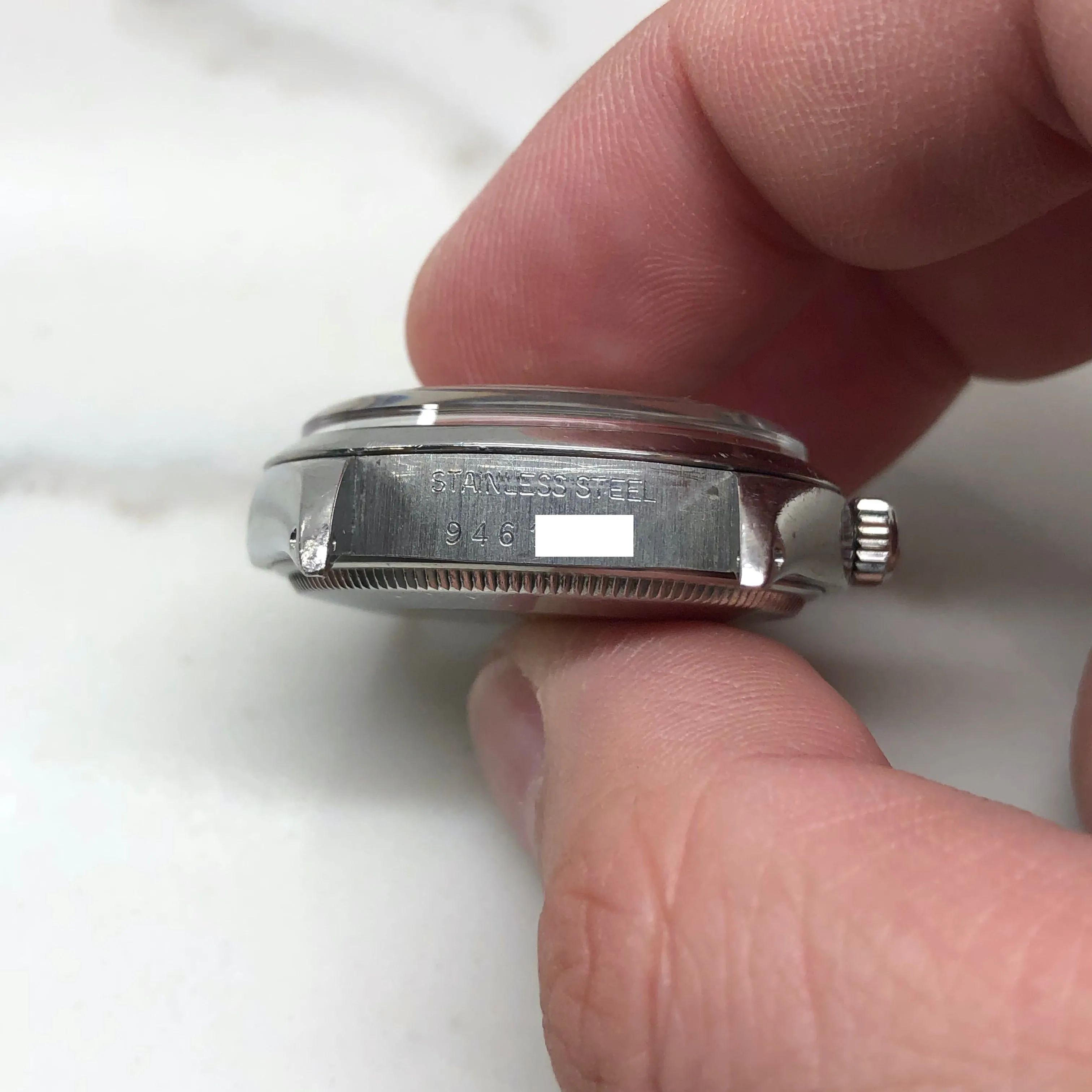 1987 Rolex Air King Precision 5500 Stainless Steel Silver Dial Automatic Wristwatch